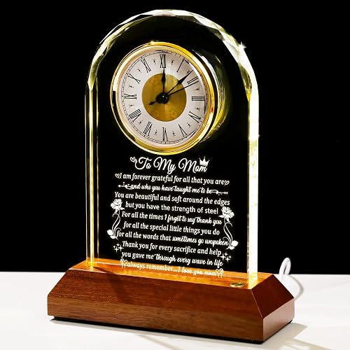 Arikyrist Glass Clock Gifts for Mom from Daughter Son with