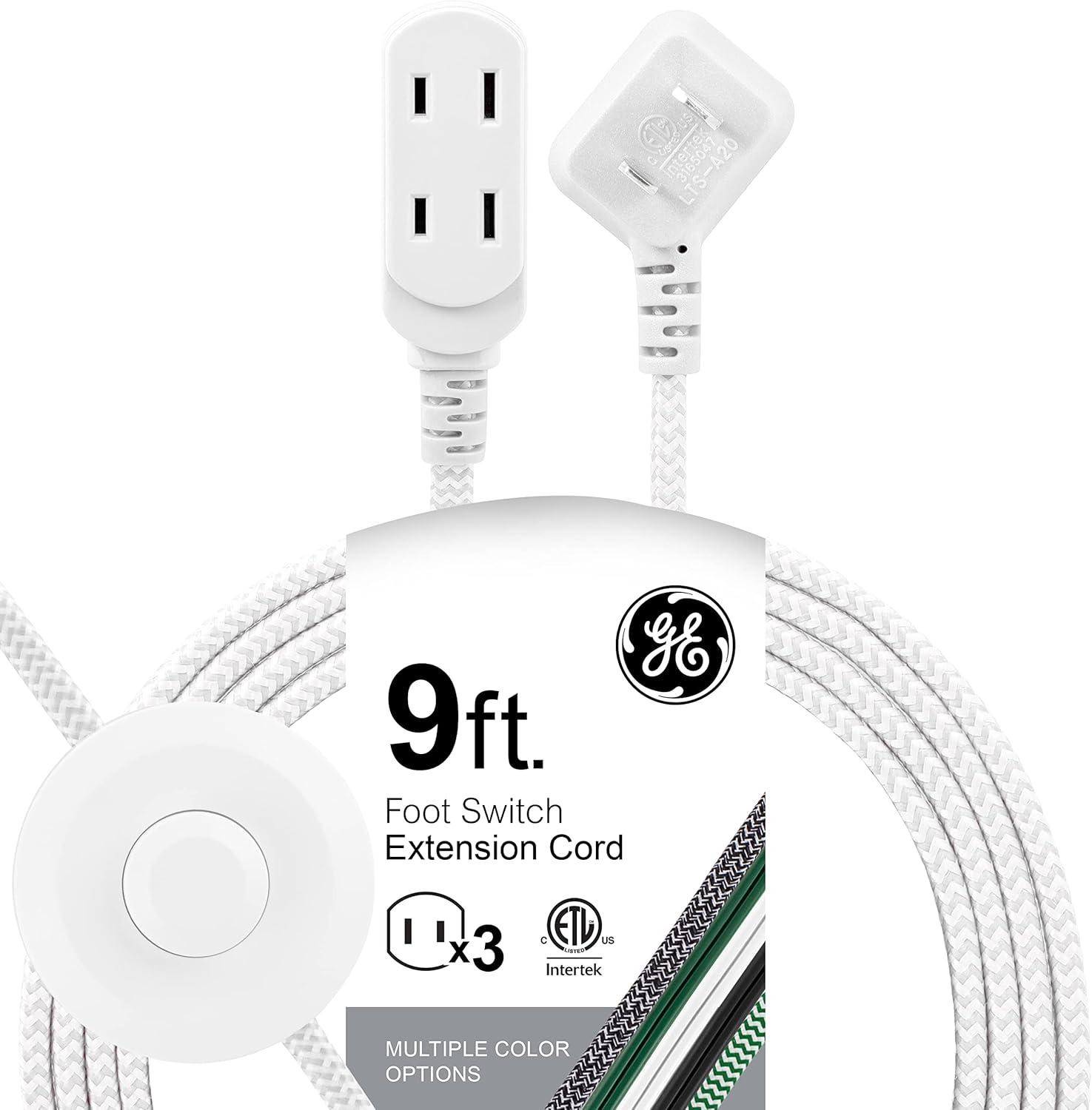 GE Extension Cord Braided with Footswitch 3 Outlet