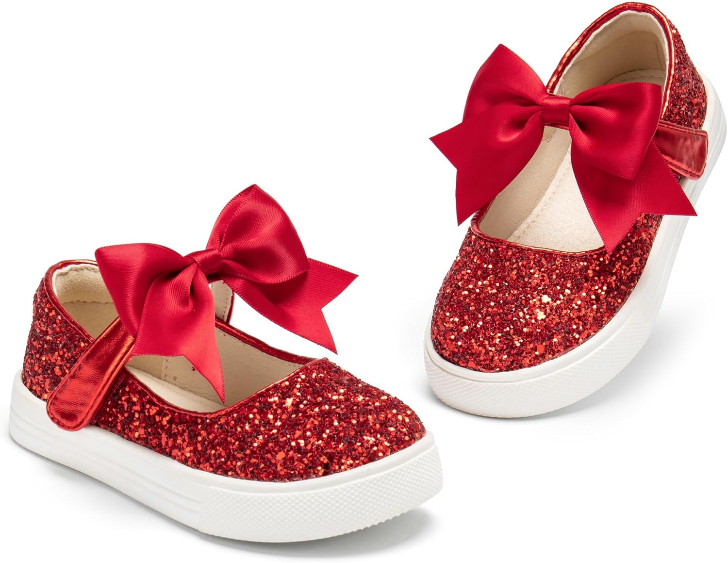 THEE BRON Girls Glitter Sneakers Comfy Fashion Shoes for Toddlers Easy Strap Closure