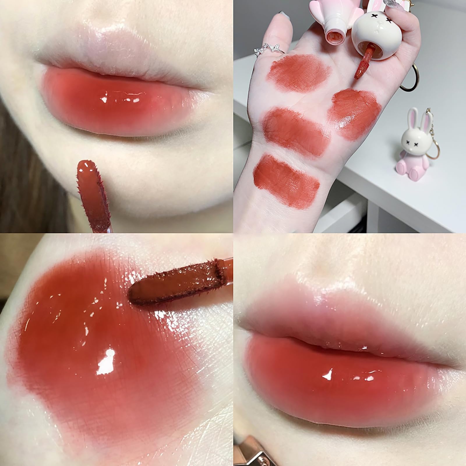 3pc Rabbit Lip Gloss Keyring Set, Moisturizing & Sparkling Jelly Lip Gloss for Hydrating & Sweet Lips, Crystal Lip Glaze - Image 4