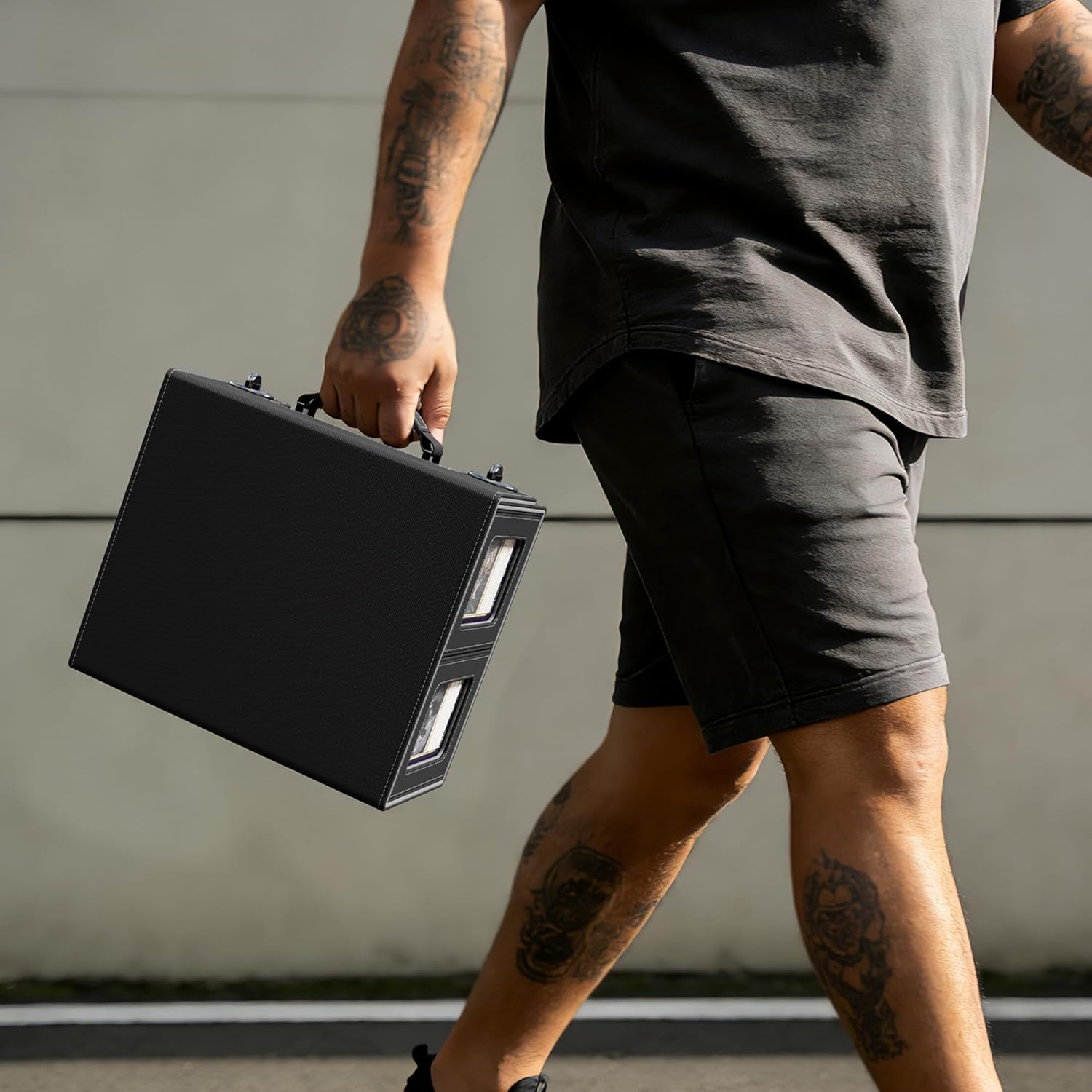 Kabinka Commander Deck Box for MTG with Handle, Multi Deck Case with Large Dice Tray Fits 400+ Double-Sleeved Cards, 5 IN 1 TCG Card Storage Box with Commander Display, 35PT Card Holders (Black)