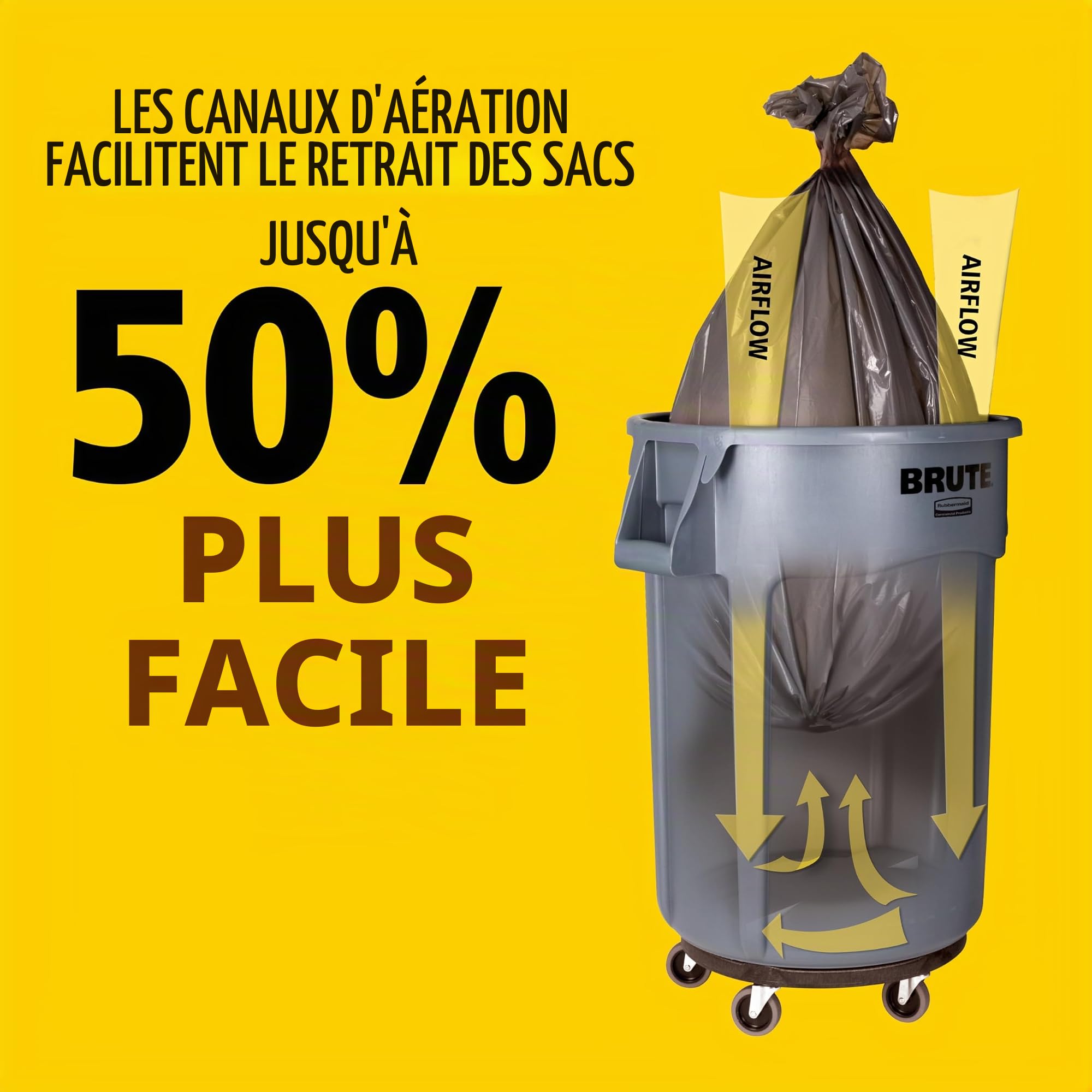 Rubbermaid Commercial Products Brute Collecteur Ventilé | Poubelle à Déchets Industriels en Plastique | 76 L, Vert