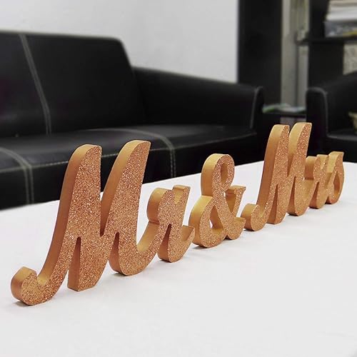 Miniatura 1 de Letrero de madera con texto en inglés "Mr and Mrs", letras rústicas de matrimonio para mesa de boda, decoración de señorita señor para fotos, mesa