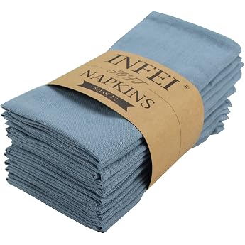 Soft Polyester Linen Mixed Dinner Cloth Napkins Pack of 12 40 x 40 cm for Events and Home Use Airy Blue