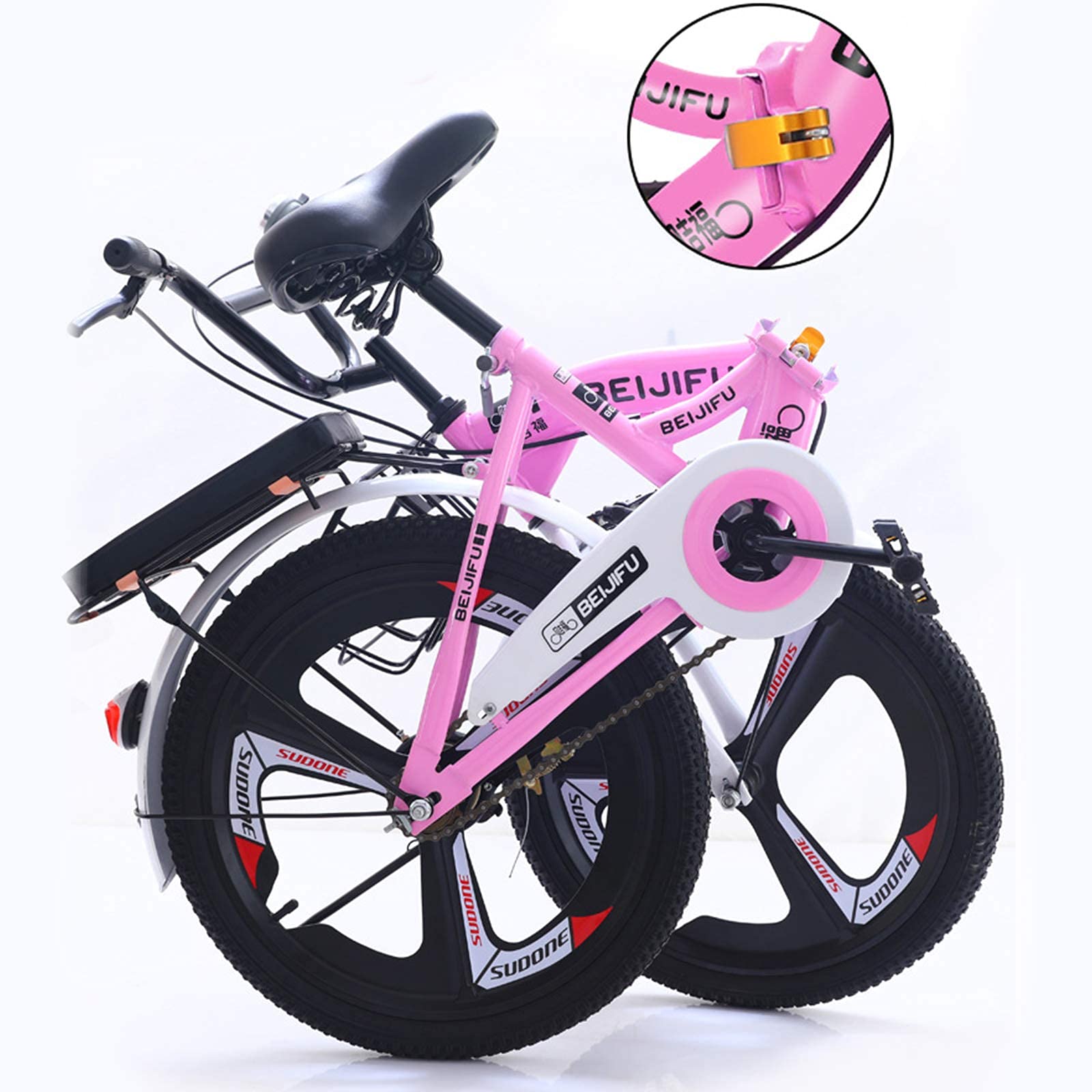 QUNINE Vélo Adulte 16/18/20/22 Pouces vélos Pliables pour Hommes Femmes, Cadre en Acier au Carbone (Vert 22 Pouces)