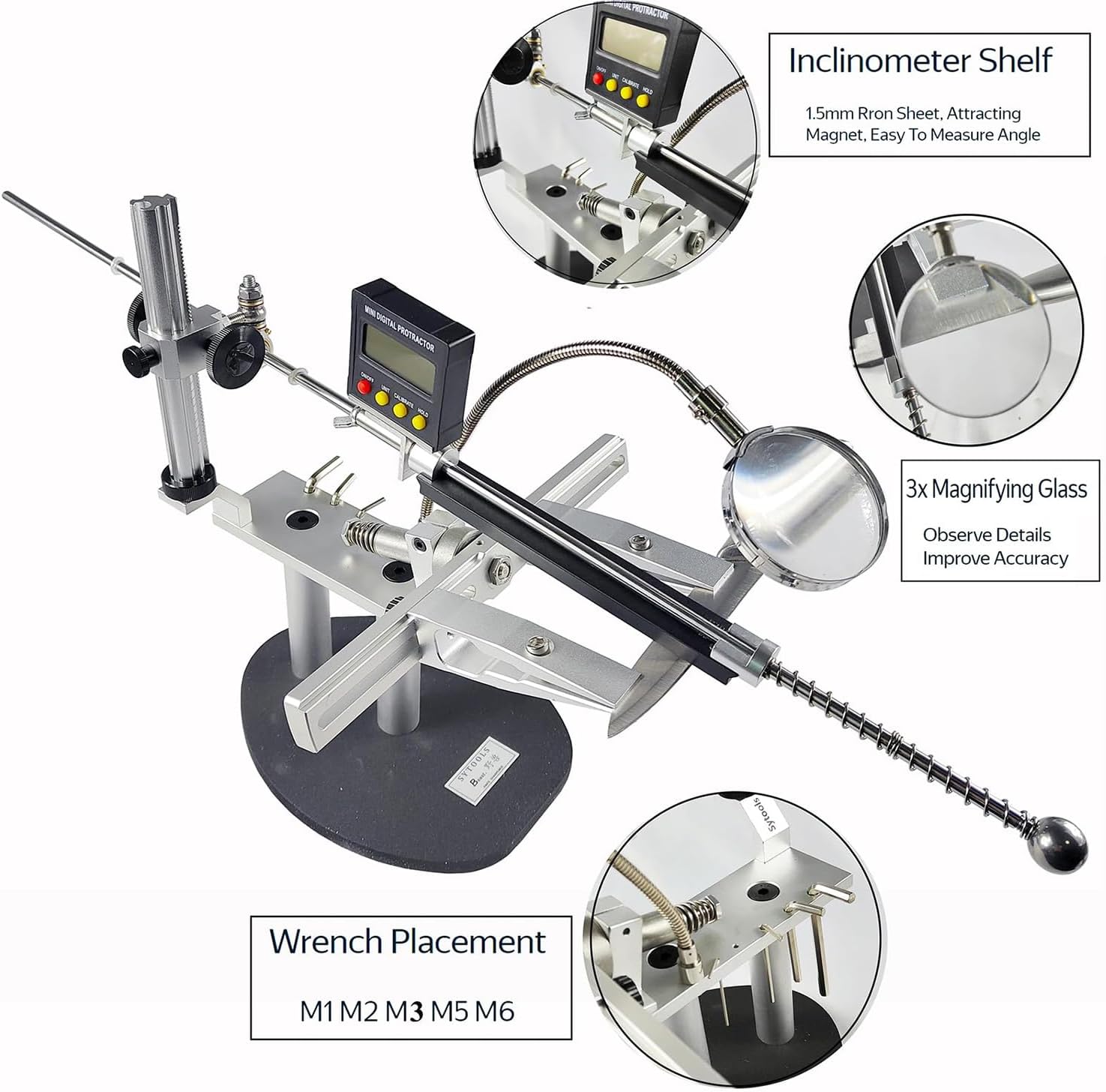 Professional Knife Sharpener with 5 Sharpening Stones, Adjustable Angle, Magnifying Glass Essential Kitchen & Outdoor Tool for Chefs and Home Cooks.