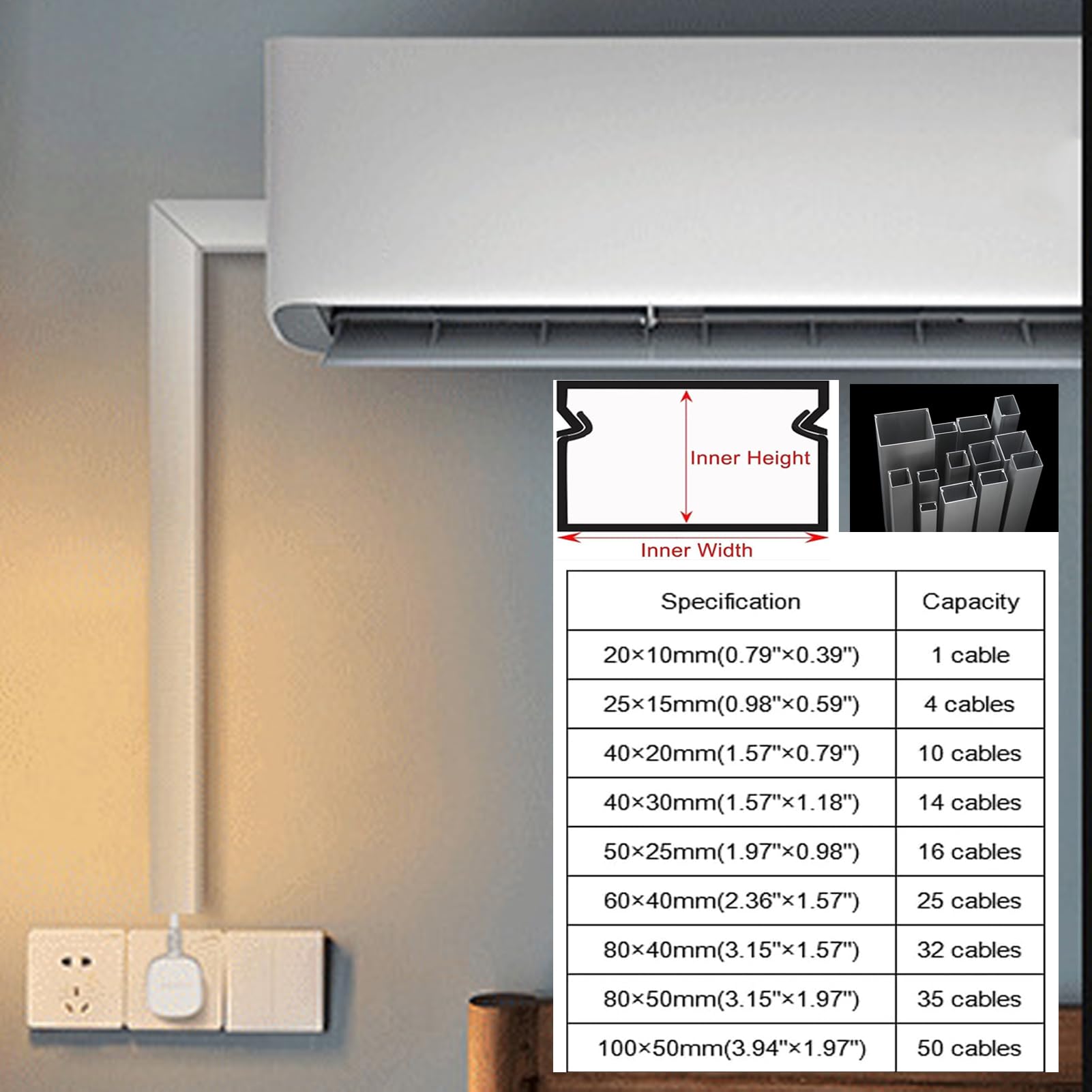 Generico Canalina Portacavi in ​​Alluminio da 5m, Canale Metallico per Cavi, Copertura Resistente per Una Gestione Ottimale dei Cavi, per Pareti E Pavimenti di Abitazioni,Uffici,80x40mm