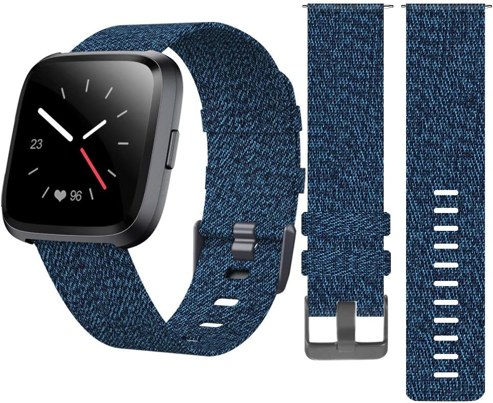 DAIKA Bands Compatible with Fitbit Versa 2 / Versa/Versa Lite, Soft Breathable Woven Fabric Replacement Watch Band, Adjustable Cloth Wristbands Accessories for Versa Women Men, Large Small