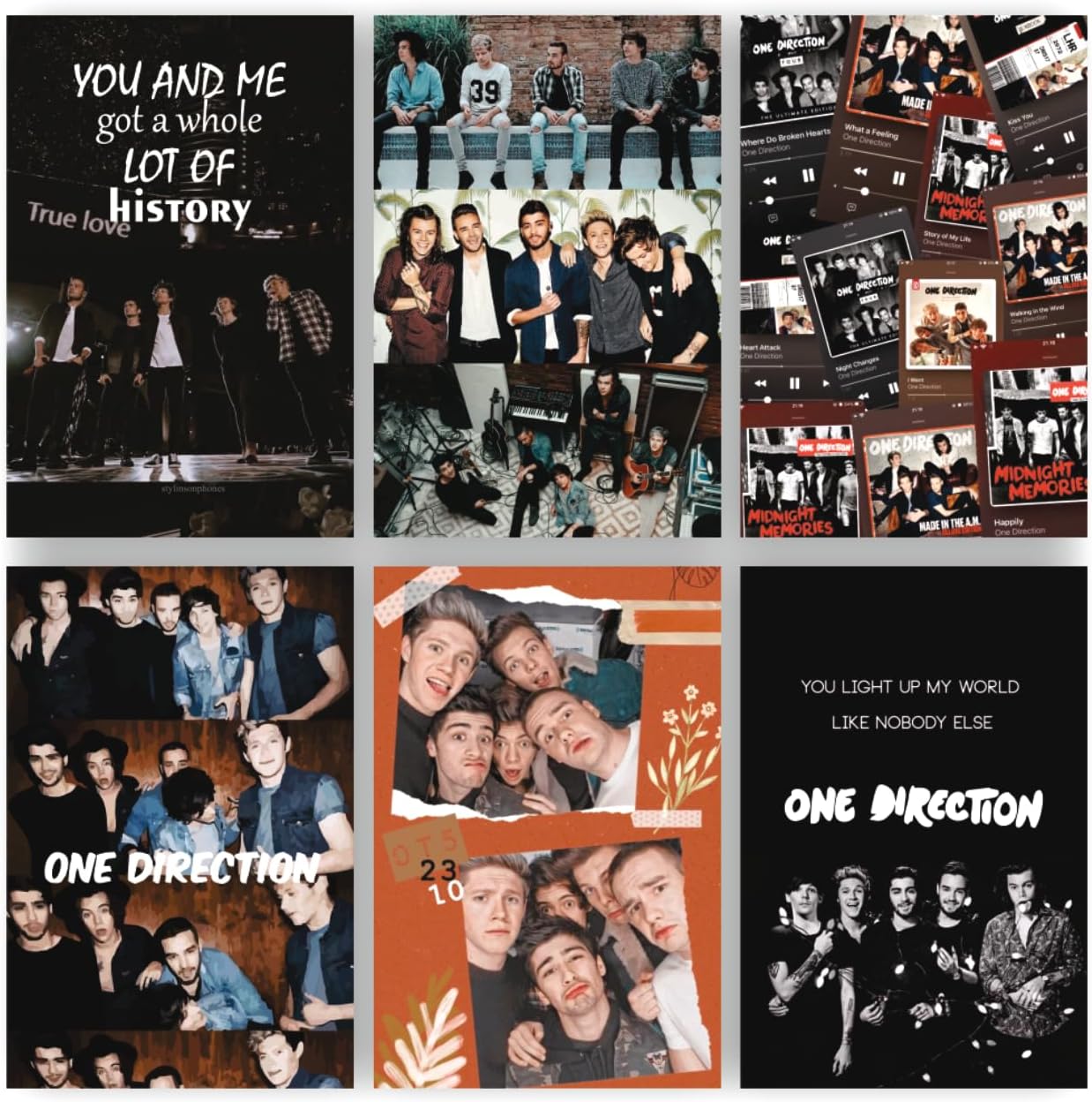 One Direction Poster for Home Office and Student Room Wall | Aesthetic Poster | Wall Decor (12x8 Inch) Set of 6 Pieces