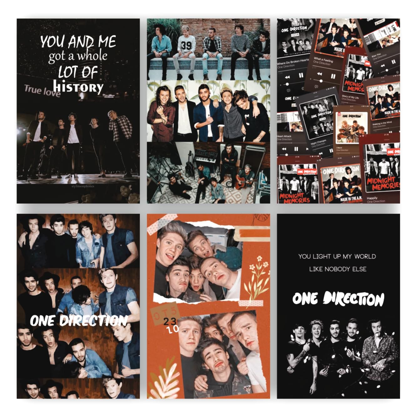 One Direction Poster for Home Office and Student Room Wall | Aesthetic Poster | Wall Decor (12x8 Inch) Set of 6 Pieces