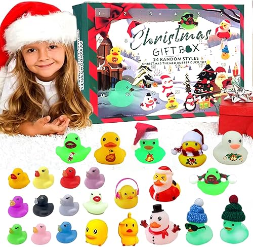 Calendario de Adviento 2024, patos de goma, juguetes de baño, caja ciega de Navidad, patos de juguete, mini patos para niños, niñas, decoración de