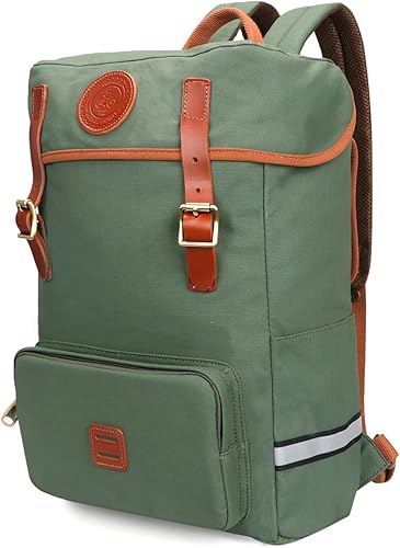 TOURBON Mochila de cuero de lona para soporte trasero de bicicleta, bolsa para laptop de 15.6 a 16 pulgadas, alforja para asiento trasero de