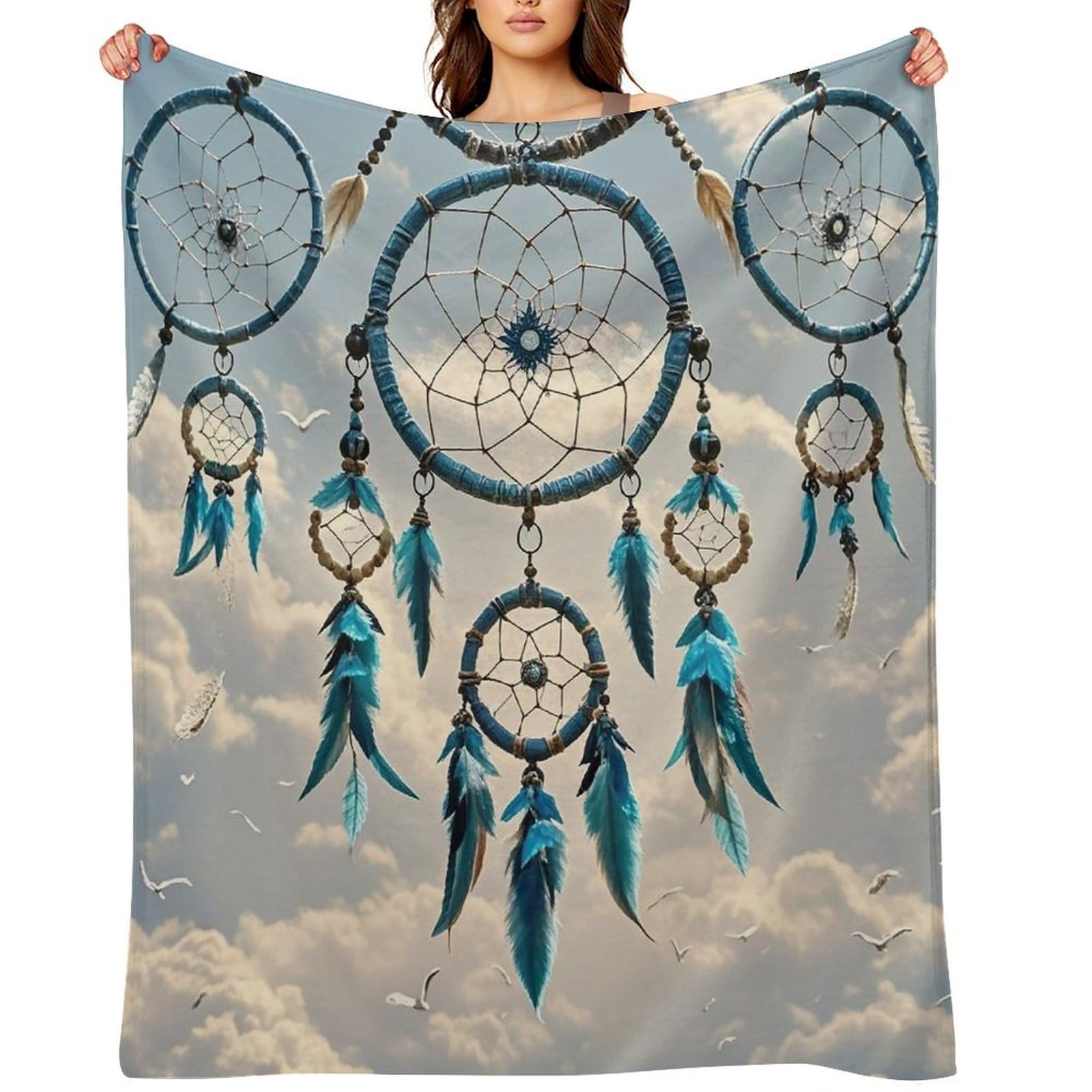 Flannel Native Dream Catcher Throw Blanket for Couch Super Soft Fuzzy Cozy Flannel Blankets No Shed No Pilling FAnti-Static Winter Bed Blanket Decorative and Giftable Blankets