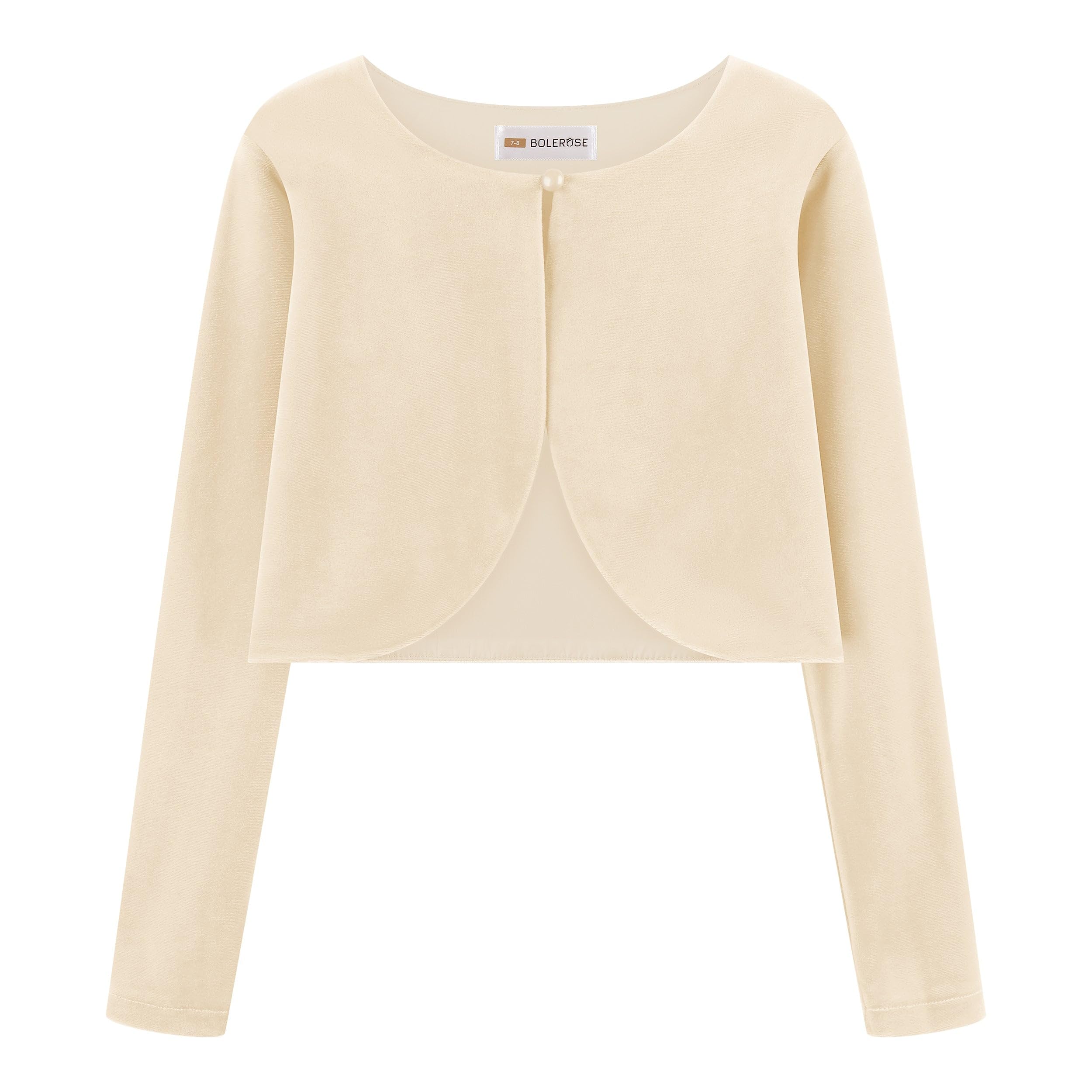 Bolerose Boléro Pull en Velours à Manches Longues pour Fille Enfant