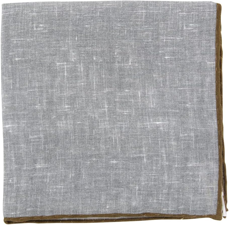 Fiori Di Lusso Gray Solid Linen Pocket Square - x
