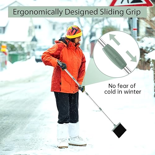 Miniatura 2 de Juego combinado de escoba con recogedor  Juego de escoba y recogedor de mango largo de 52 pulgadas con dientes autolimpiantes, bandeja para polvo de