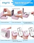 eSynic Portable Mini Sticker Printer-1200mAh Rechargeable Battery-Bluetooth Mini Printer-Lnkless Printing-210DPI Print Resolution-5 Roll Adhesive & 5 Thermal Paper-6*Color Pen-for Notes/Stickers/Photo