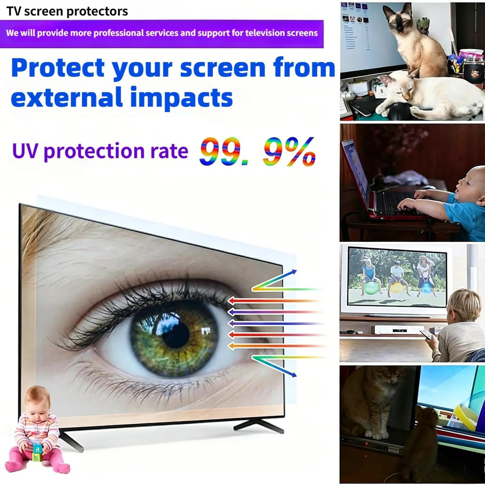 Ochraniacze ekranu telewizora, antyniebieskie światło i antyodblaskowa, folia ochronna na monitor, odporna na zarysowania, matowa folia ochronna na ekran LCD/LED, do użytku wewnątrz i na zewnątrz, 122