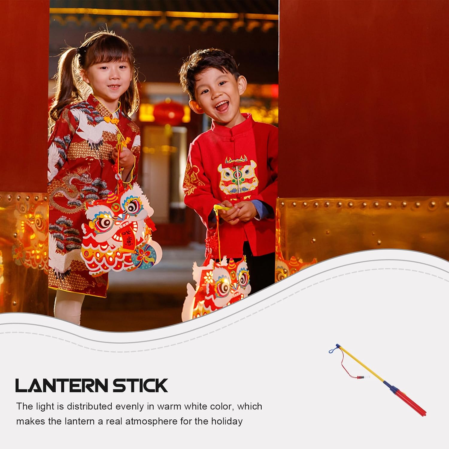 8pcs LED Lantern Stick Holder, 15.4'' Festival Lantern Pole with Light & Hook, LED Electronic Lanterns Rods for Christmas Festival New Year Party Decor (Without Battery)