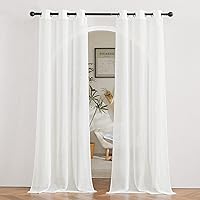 Vista 271 de NICETOWN Cortinas semitraslúcidas con textura de lino, con ojales, tratamiento de ventanas, cortinas verticales de lino con filtro de luz para sala