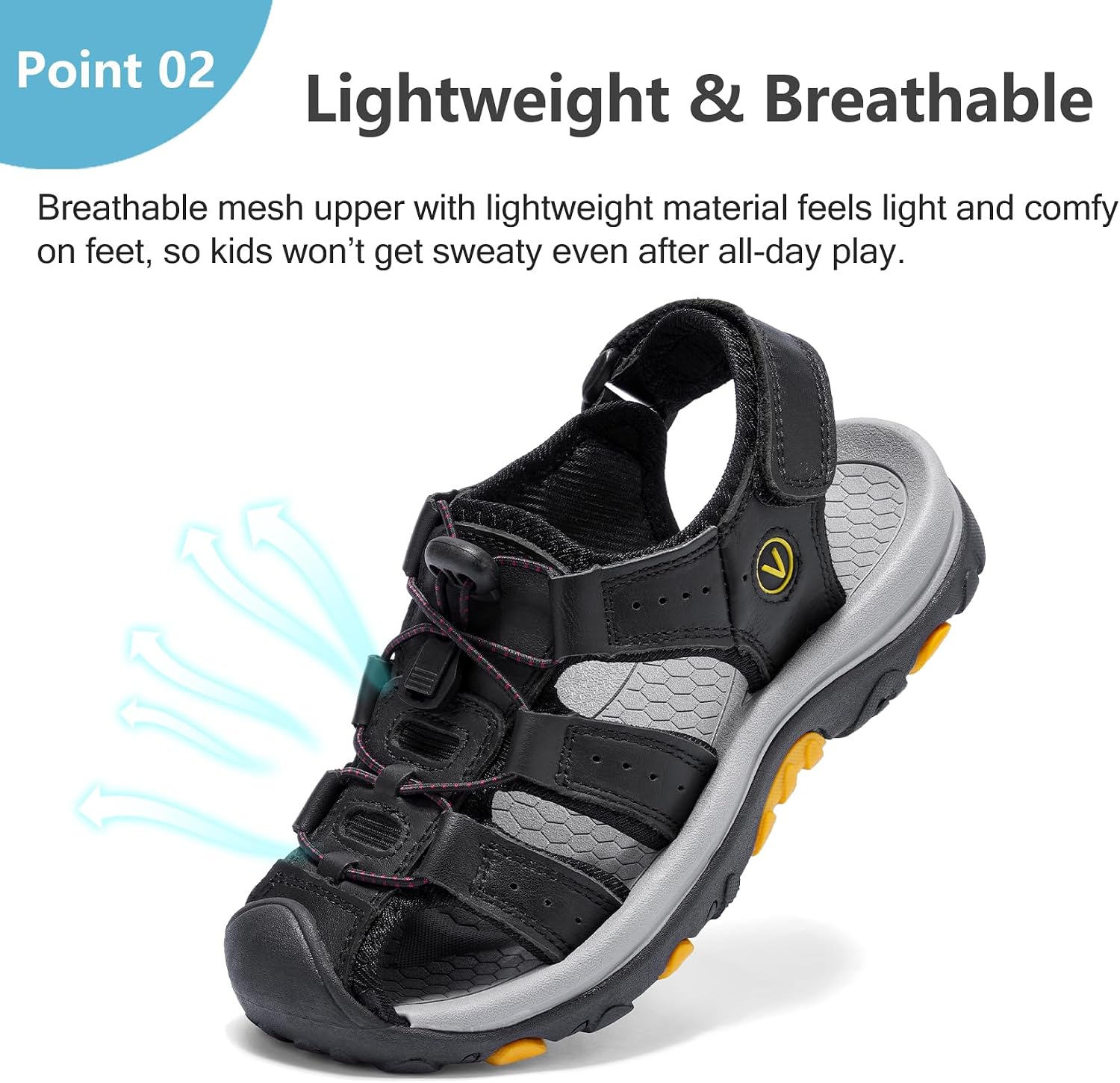 Kids Sandals Boys Summer Outdoor Unisex Closed-Toe Sport Sandals Non-Slip Lightweight Athletic (11 Little Kid,Black)