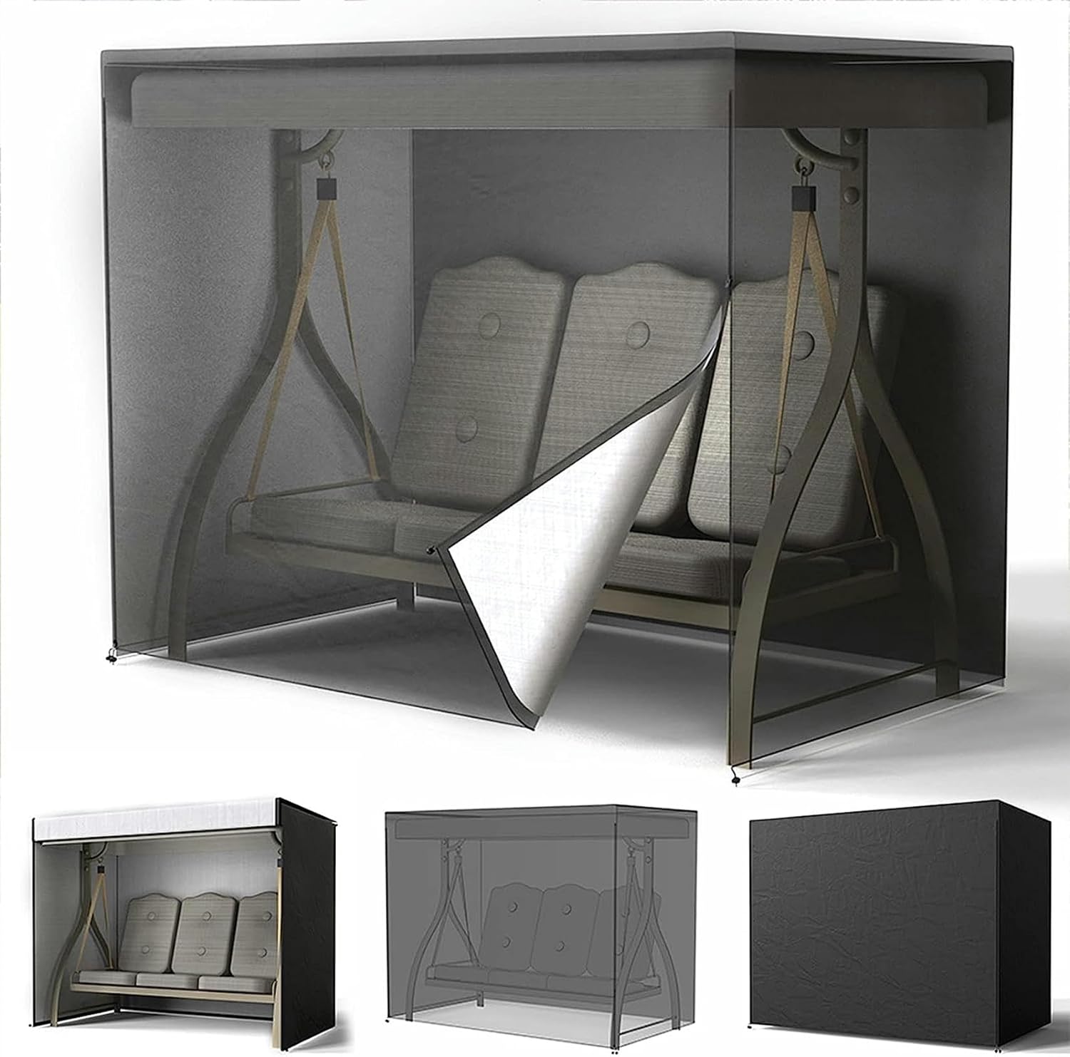 FLTRGO Patio Swing Cover Waterproof 3 Triple Seater Hammock Glider Cover 190T Heavy Duty Durable 3 Seater Garden Canopy Replacement Cover,Canopy All Weather Protector