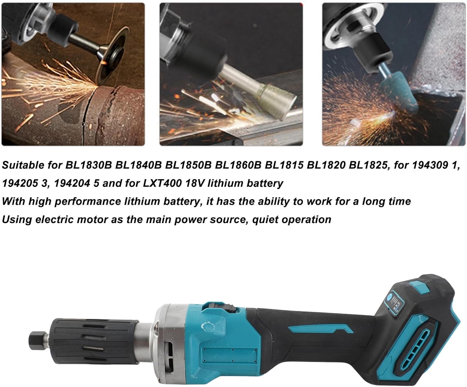 Cordless Die Grinder, 12000RPM Low Noise Brushless Heavy Duty Electric Die Grinder Tool, Multifunctional Power die Grinder for Grinding, Sanding, Deburring