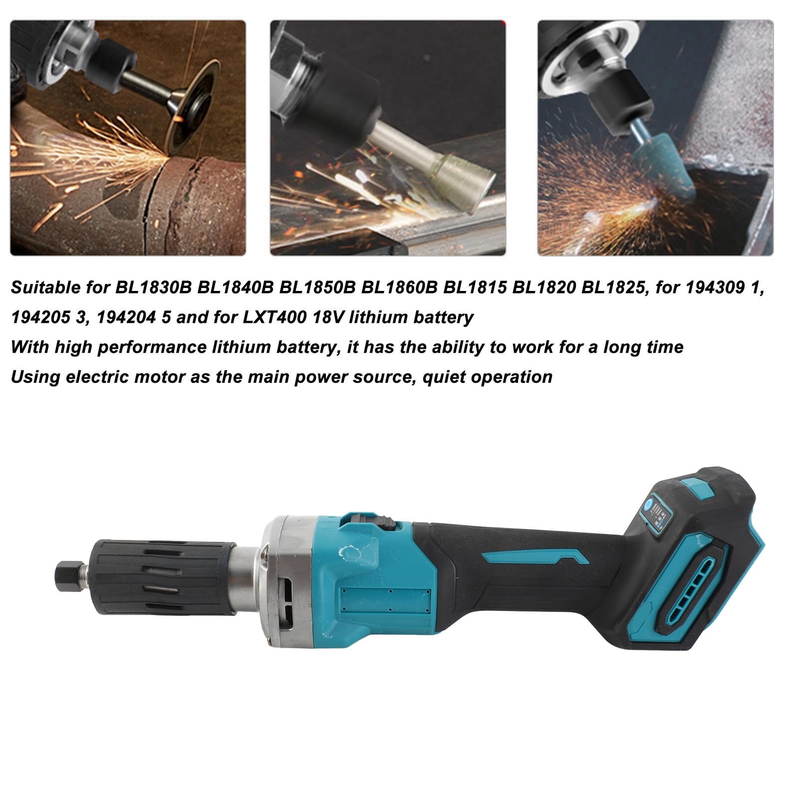 Lijadora amoladora eléctrica con batería de litio de 18 V, pulidora sin escobillas de 12000 RPM para BL1830B BL1840B BL1850B BL1860B Ligera, eficiente, multifuncional, de bajo