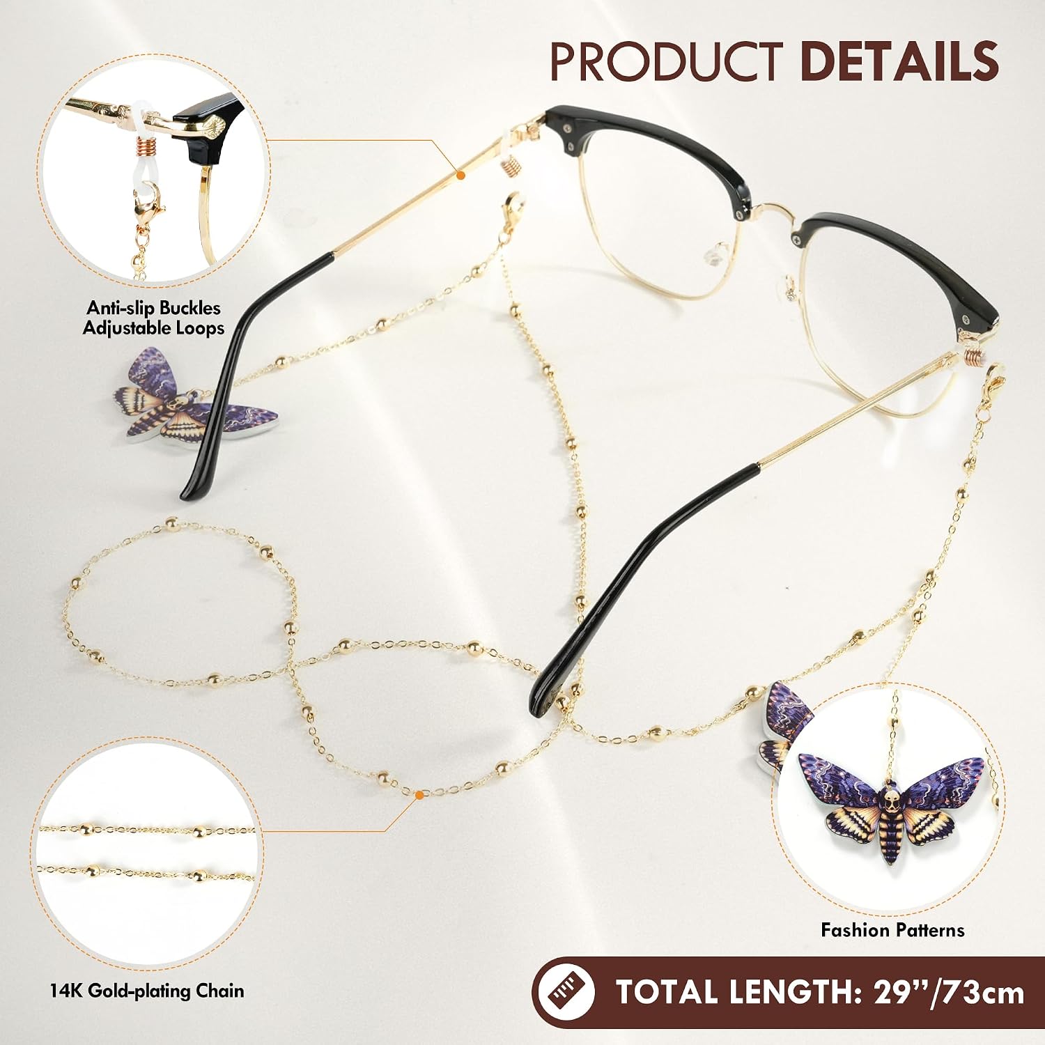 Glasses Chain, Eyeglass Strap For Women Sunglasses, 14K Gold Eyeglasses Chain, Eye Glasses Holders Around Neck image 2