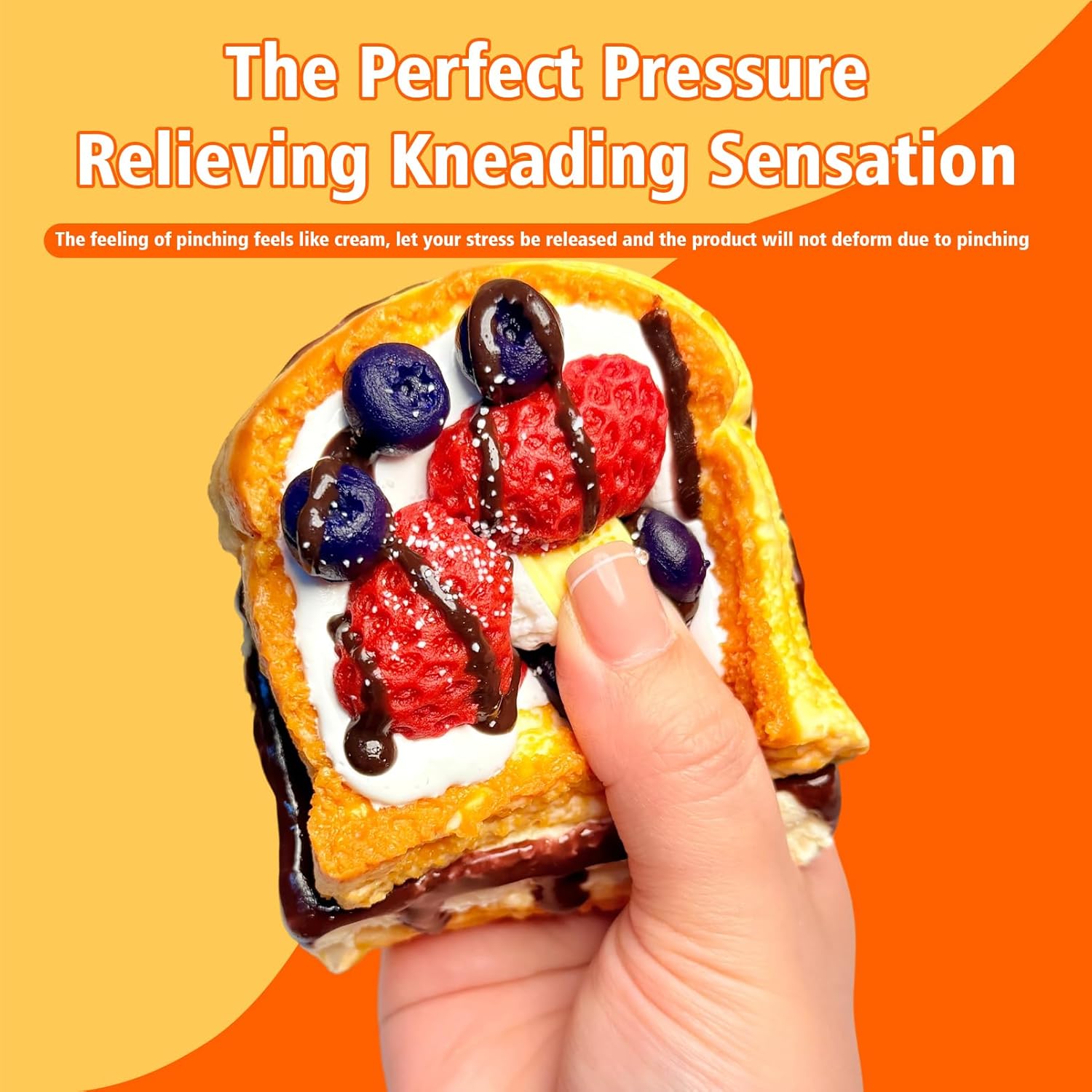 Taba Squishy Chocolate Cream Three-Layer Small Toast, Soft Squeeze Toys with Thick Creamy Slime Texture, Food Grade Silicone Squeeze Gift for Children, Teens, and Adults