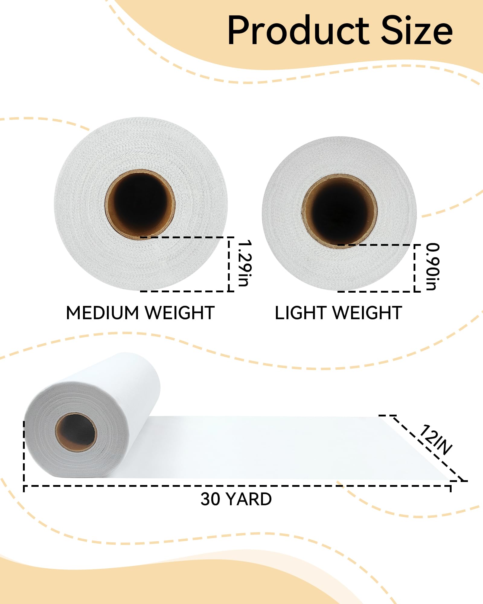 FIVEIZERO Medium Weight Iron-On Non-Woven Fusible Interfacing: 12inch