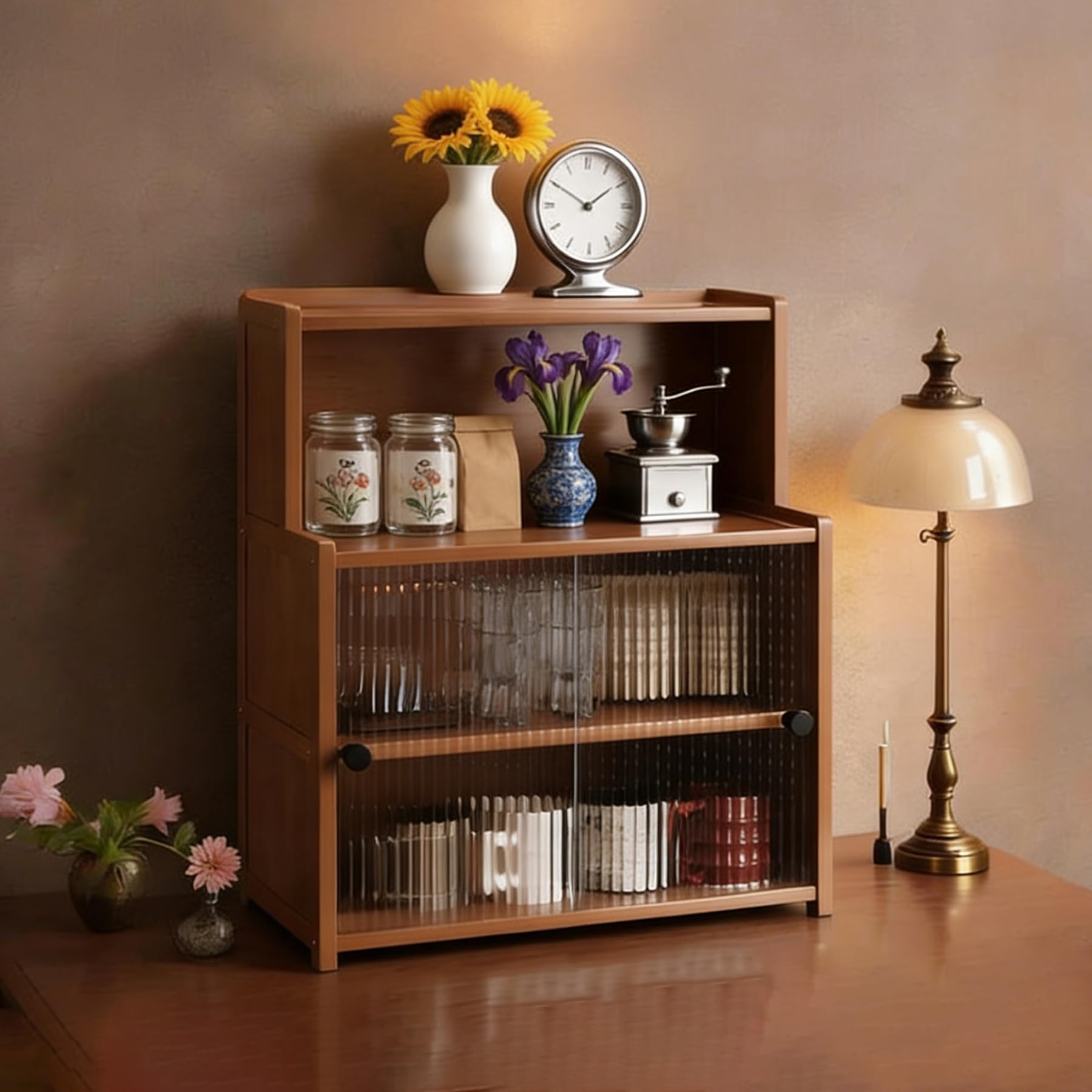BHGFYXBS Kitchen Sto Cabinet Free Standing 3 Tier Pantry Sideboard With Cabinet Doors & Removable Shelves Versatile Countertop For Se Jars & Kitchen Tials 50Cm,3 Tiers-40Cm,3 Tiers-40cm