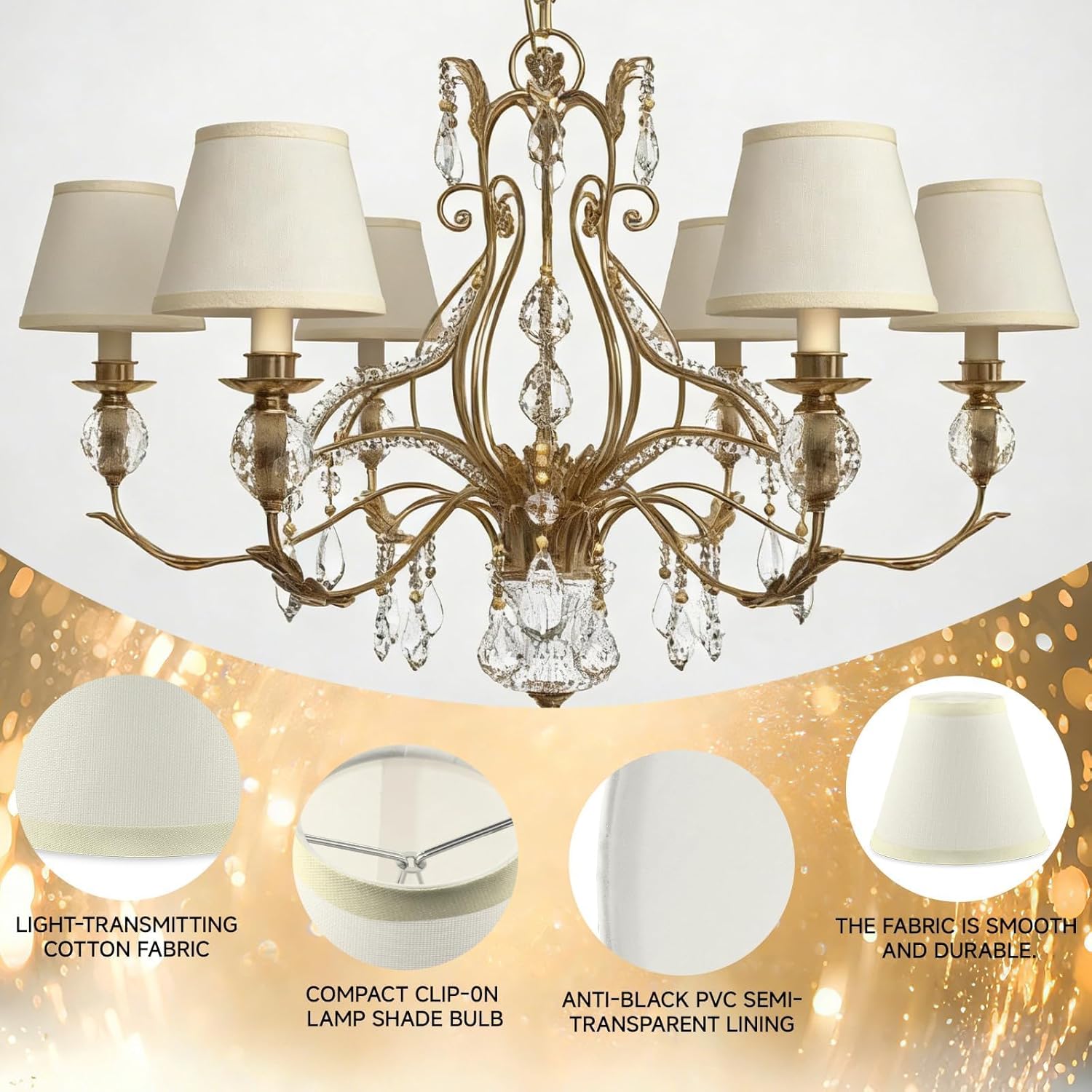12 Pack Chandelier Lamp Shades, 3x6x5 Inch Natural Linen Fabric Clip On Bulb, Small Drum Shaped Lampshade, Beige Replacement Shade for Ceiling Lights Floor Lamps Home Decor