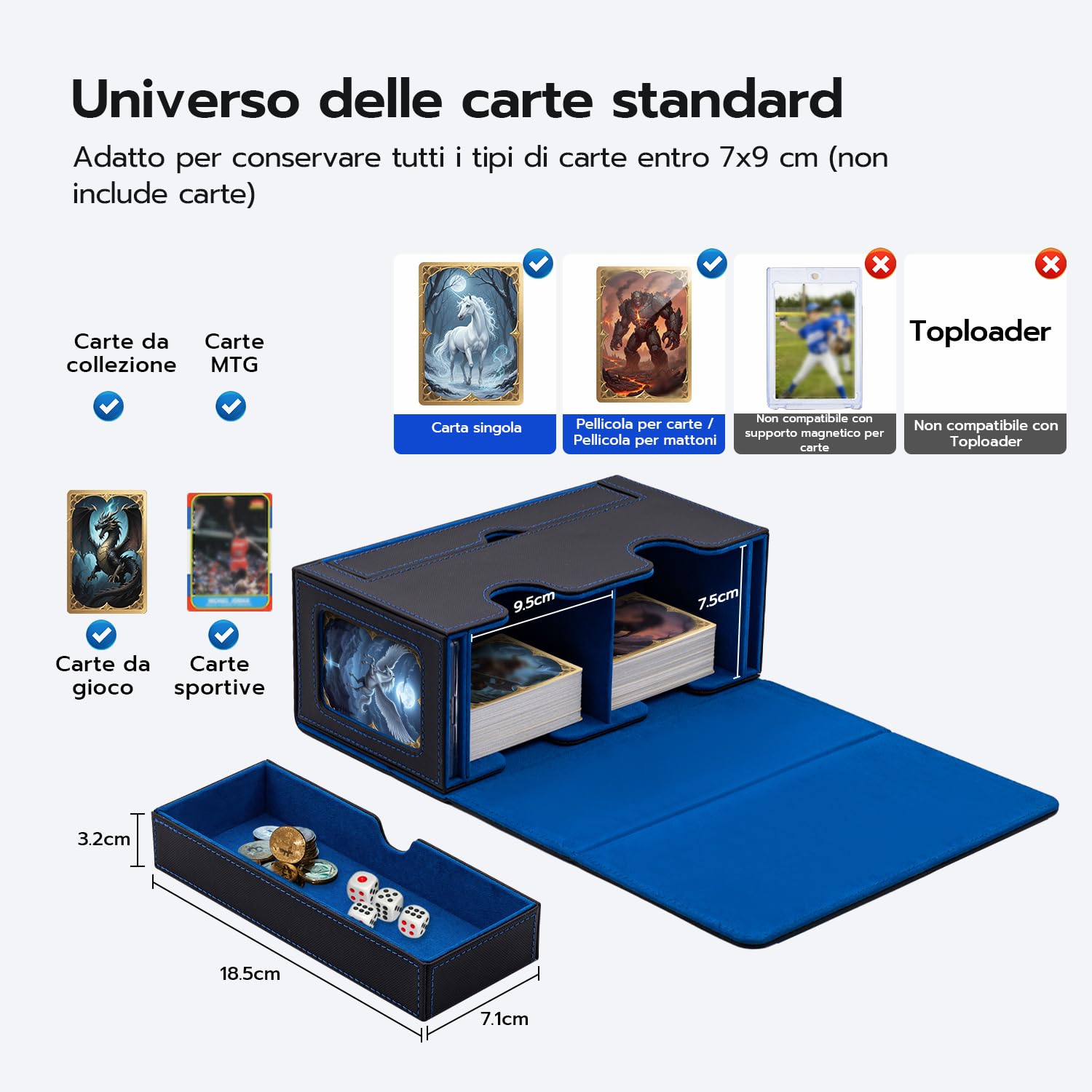 Wigearss Scatola Porta Mazzi, Box Porta Mazzo, Dippio Deck Box per Carte MTG, Carte TCG, Capacità di 300+ Carte Collezionabili
