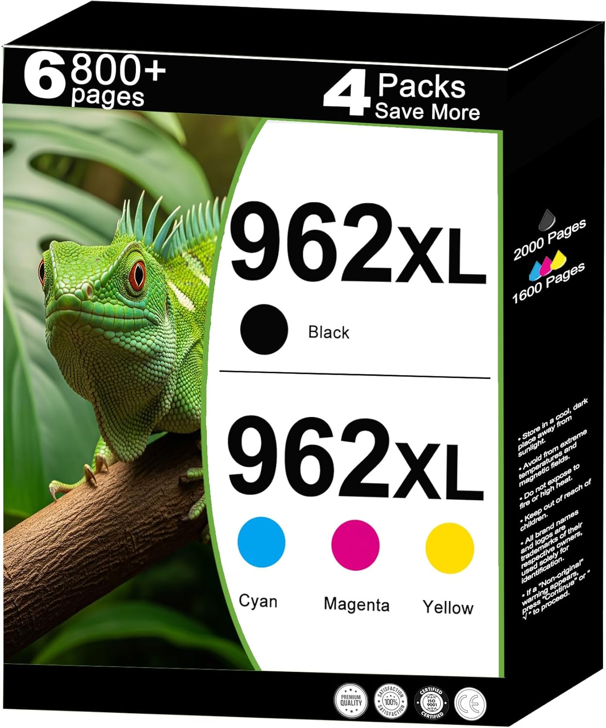962XL Ink Cartridges Combo Pack Replacement for HP 962 XL to use with 9015e 9010 9015 9025e 9020 9018e 9018 9025 9012e 9010e 9012 9020e 9019 Printer with V16.1.1 Chip(Cyan Magenta Yellow Black,4-Pack)