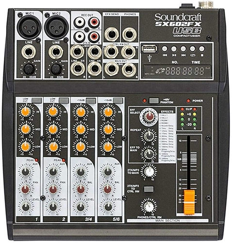 Mesa de Som 6 Canais USB SX602FX