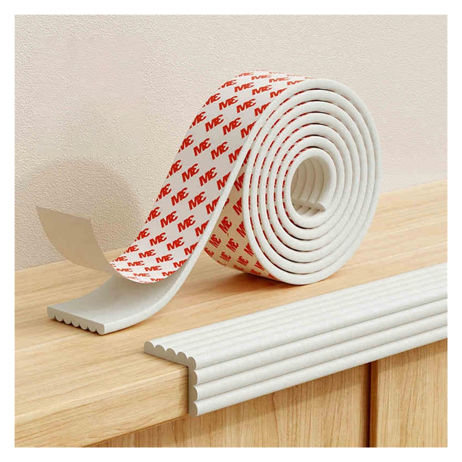Self Adhesive Foam Safety Bumpers Edge Corner Guards Anti Collision Strips Padding For Furniture Cabinet Stair Steps Table Wall Protection Your Family Proofing Home(White,5m/16.4ft)