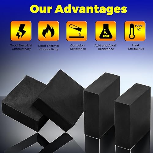 Miniatura 4 de 4 paquetes de bloques de lingote de grafito, placa de grafito EDM de alta pureza al 99.9%, superficie de fresado en blanco de grafito, molde de