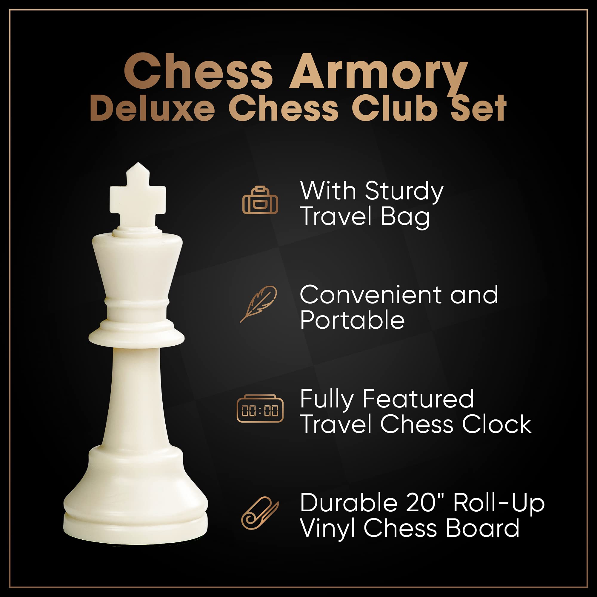 Chess Armory Deluxe Large Chess Set with Vinyl Roll Up Chess Board