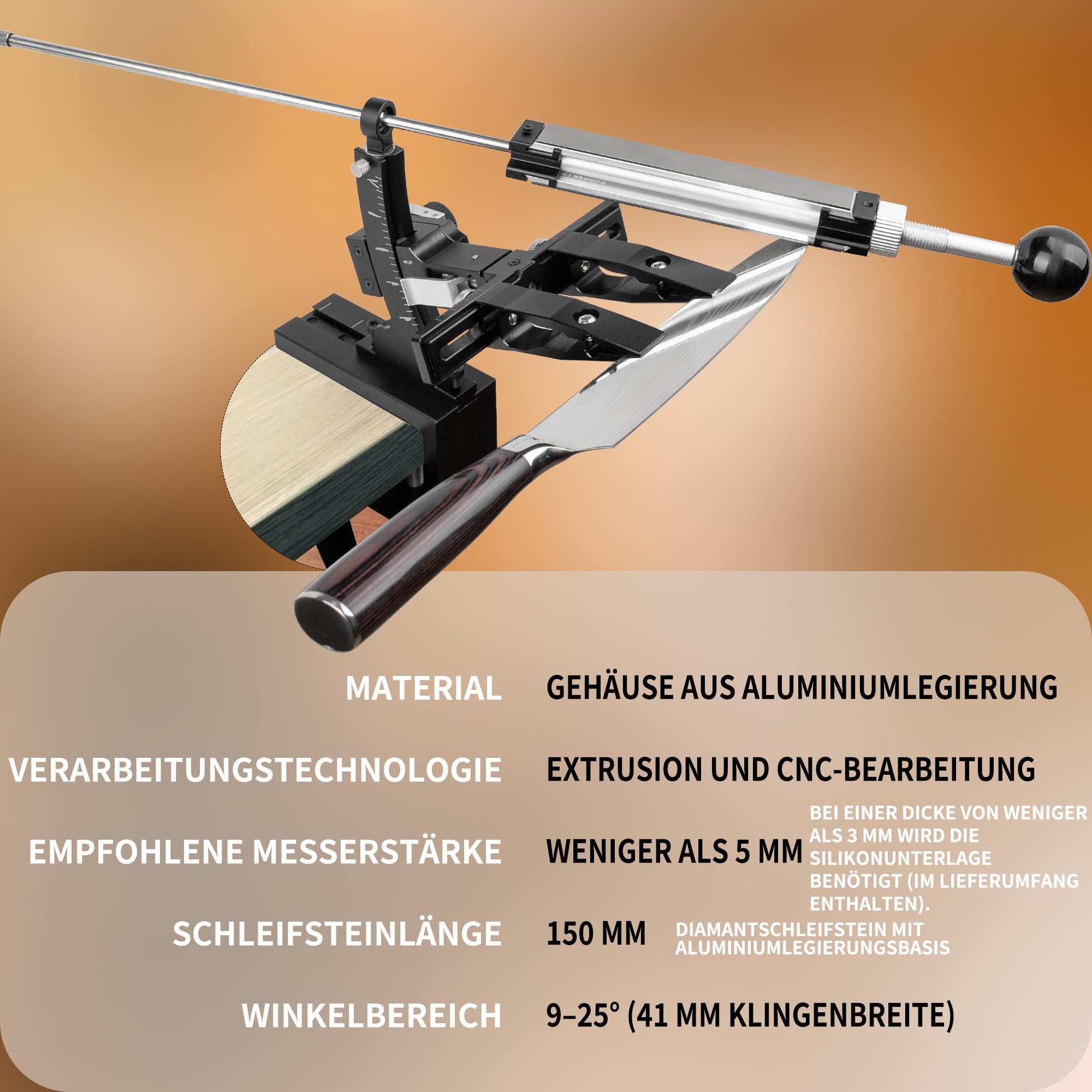 CWOVRS Affilacoltelli professionale con affilacoltelli ad angolo preciso | Sistema di Affilatura dei Coltelli in Alluminio CNC, Meccanismo di Ritorno, Supporto di Pietra a 2 Lati