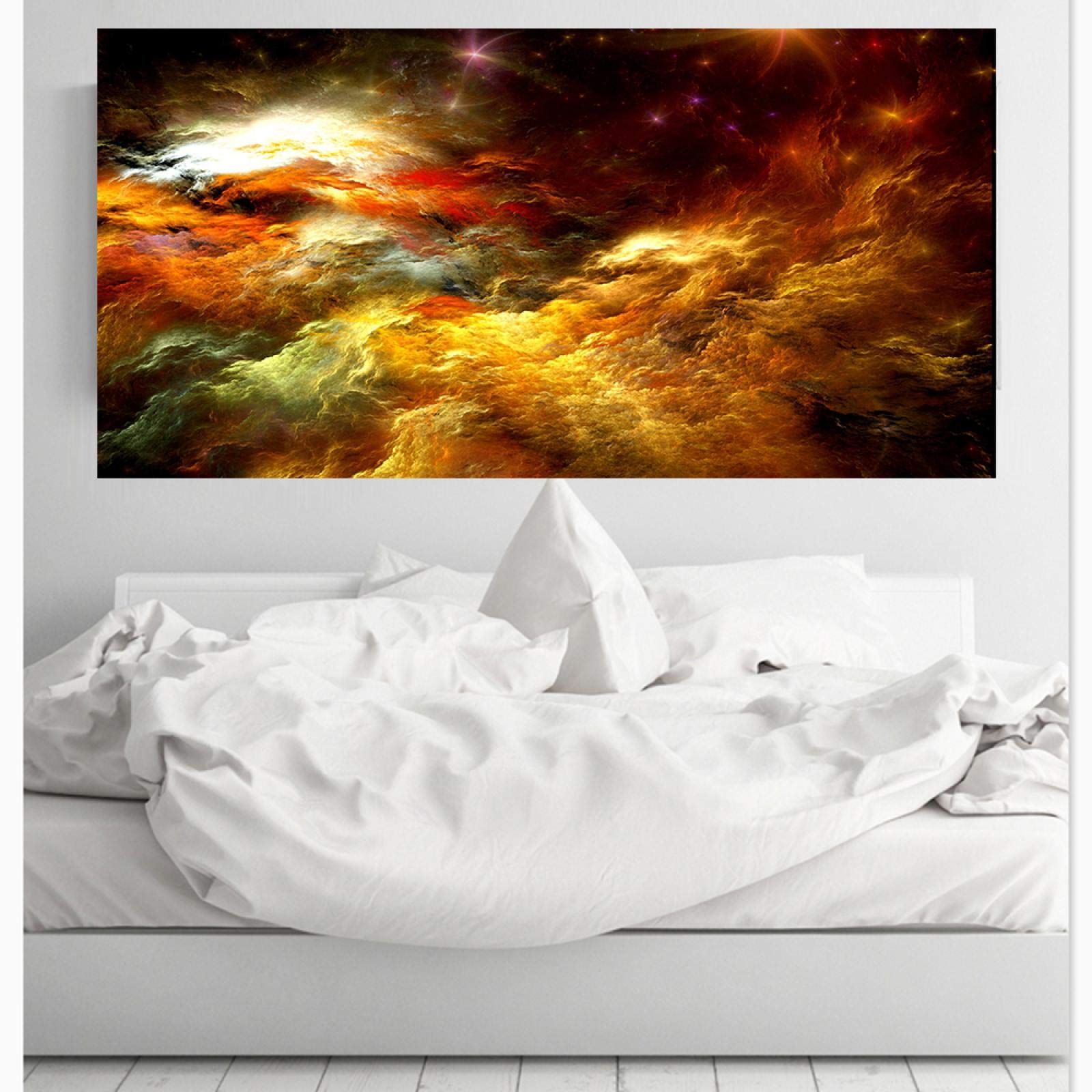 Yellow Black Clouds Landscape Canvas Prints Room Decor Modern Abstract Unreal Clouds Scenery Independent Thinking Mable Texture Wall Art 80x160cm(31.4"x62.9") innerframe