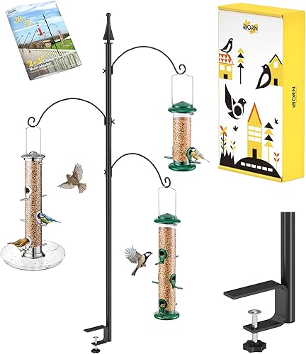 Miniatura 19 de iBorn Gancho de comedero de pájaros para barandilla de cubierta para colgar en exteriores para comederos de colibríes, 3 ganchos giratorios de 360