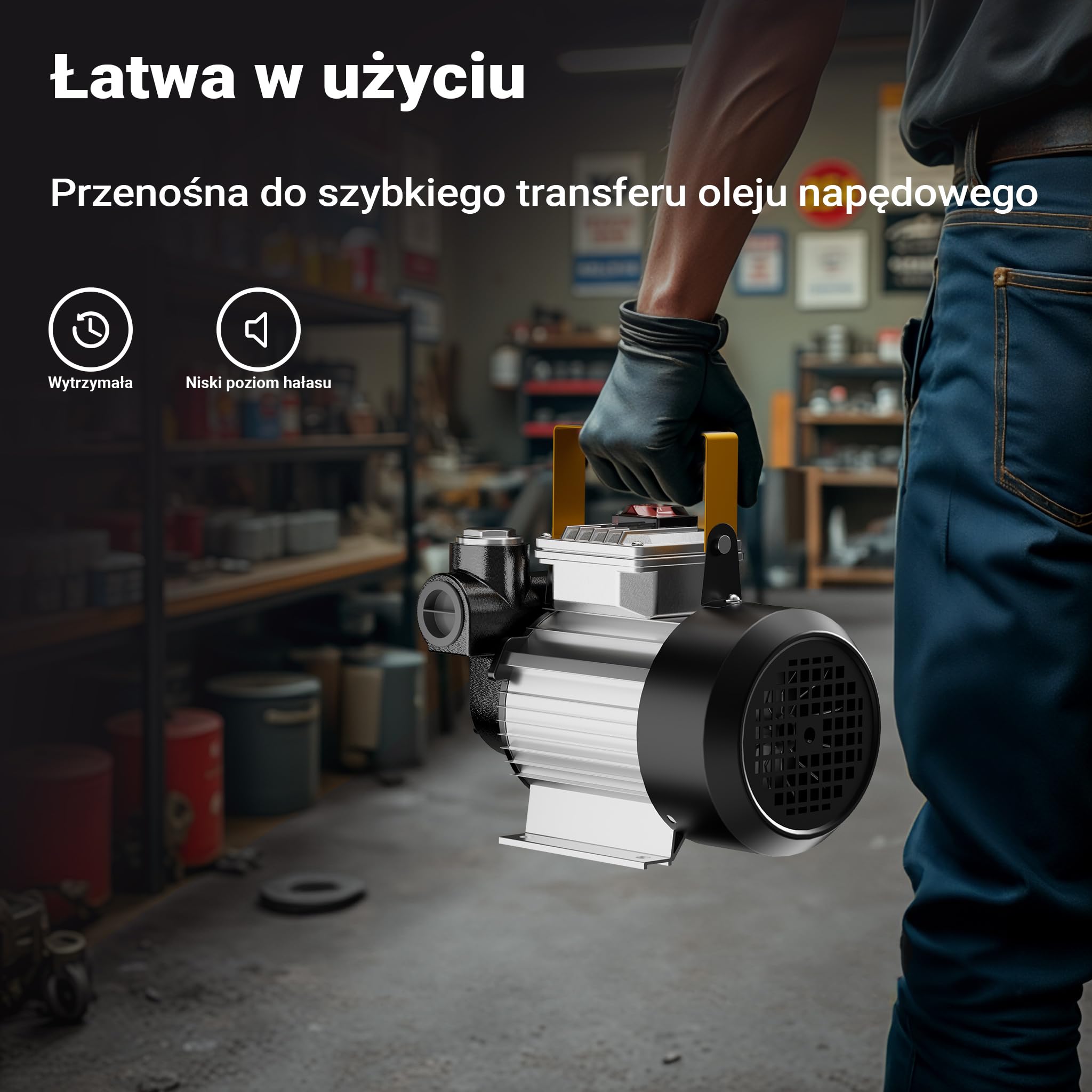 Wiltec Pompa do oleju napędowego i opałowego 550 W 20-60 l/min 260 V, samozasysająca, z ochroną przed przegrzaniem i uchwytem, do przepompowania