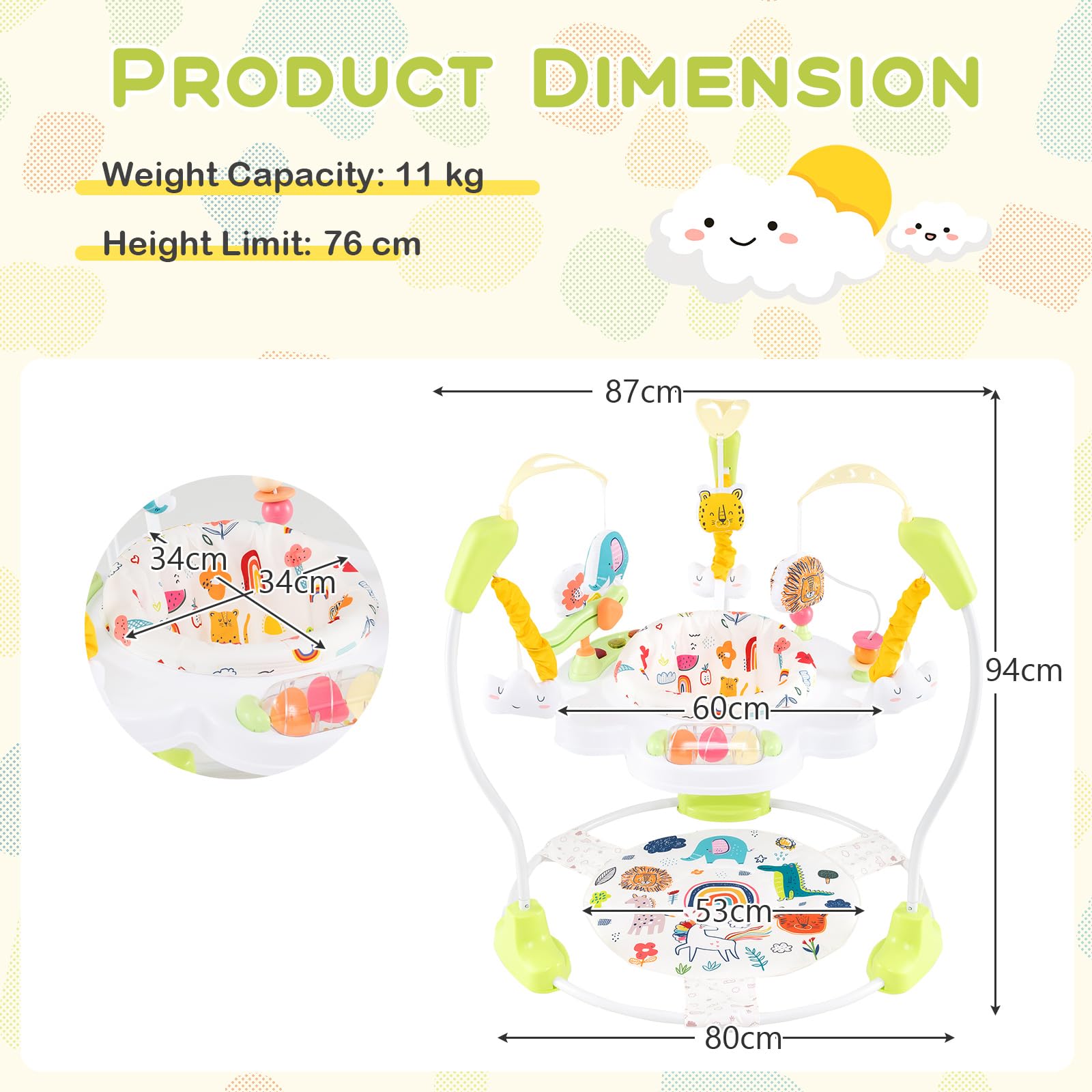 Costway Baby Jumper Height Adjustable Infant Activity Center With