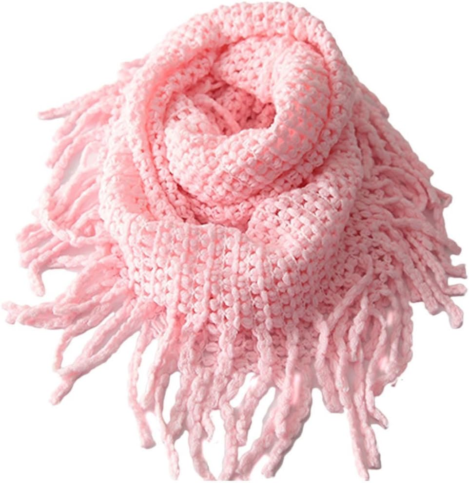 Eforstore Unisex Baby Infant Kids Toddler Boys Girls Warmer Fall Winter Thick Knit Wool Soft Infinity Scarf Neck Long Scarf Shawl, Pink