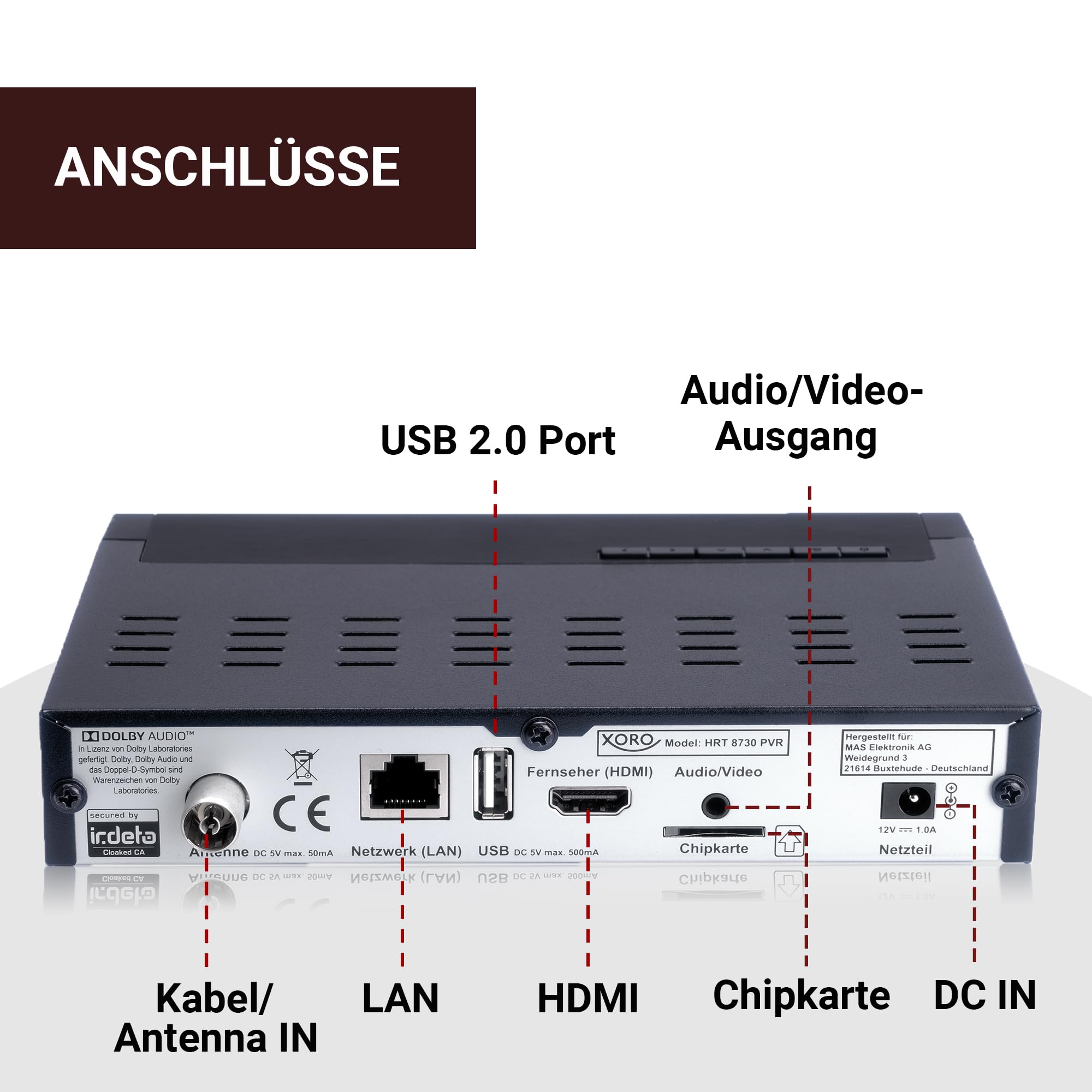 Xoro HRT 8730 DVB-C Kabelreceiver mit USB 2.0 Mediaplayer, PVR Ready, Timeshift, für alle Kabelnetze geeignet, schwarz