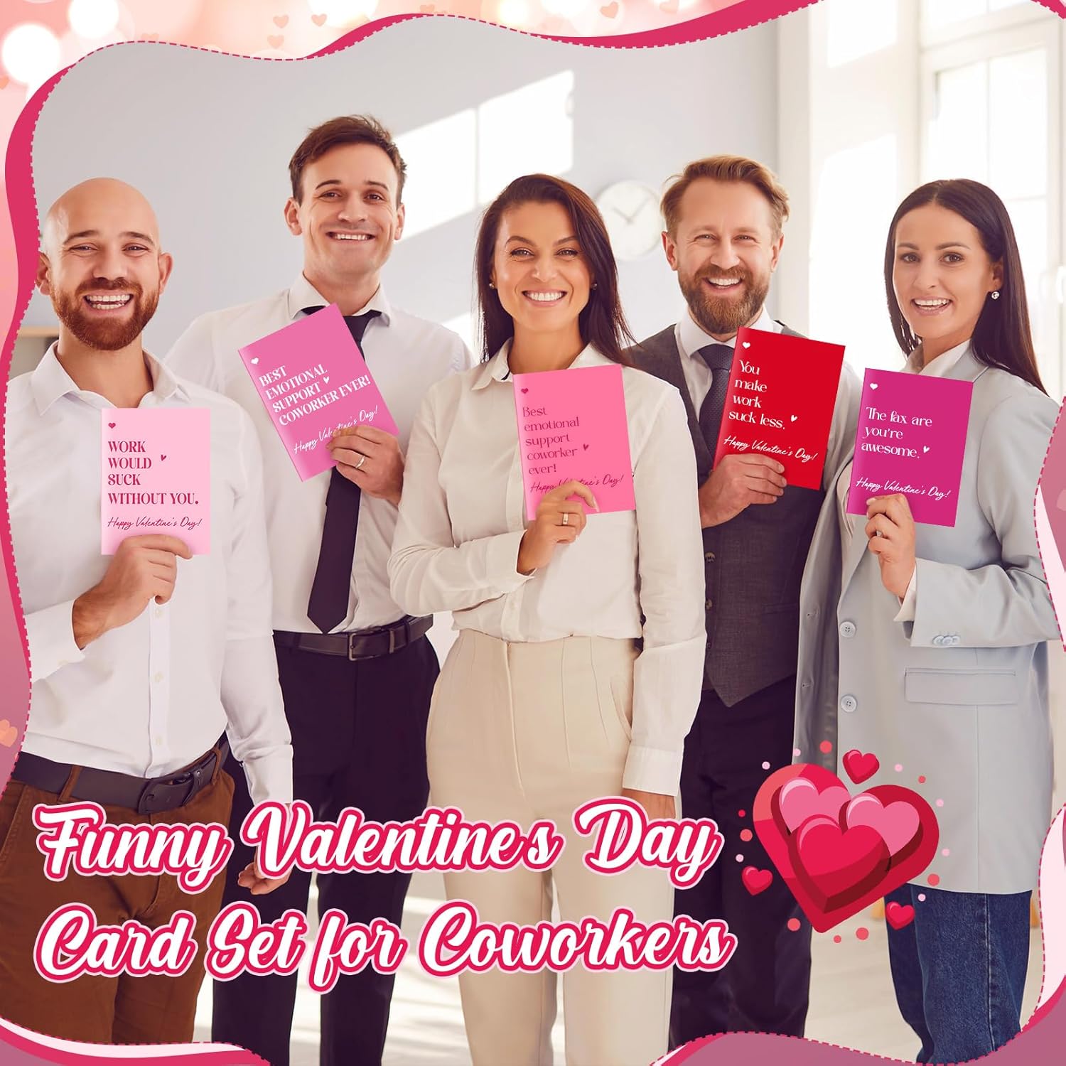 Resurhang 48 Pack Funny Coworker Valentines Day Cards with Envelopes and Stickers Humorous Work Valentines Day Cards for Colleagues Employees Boss Office Team Gifts for Coworkers 4.5 x 6 inch