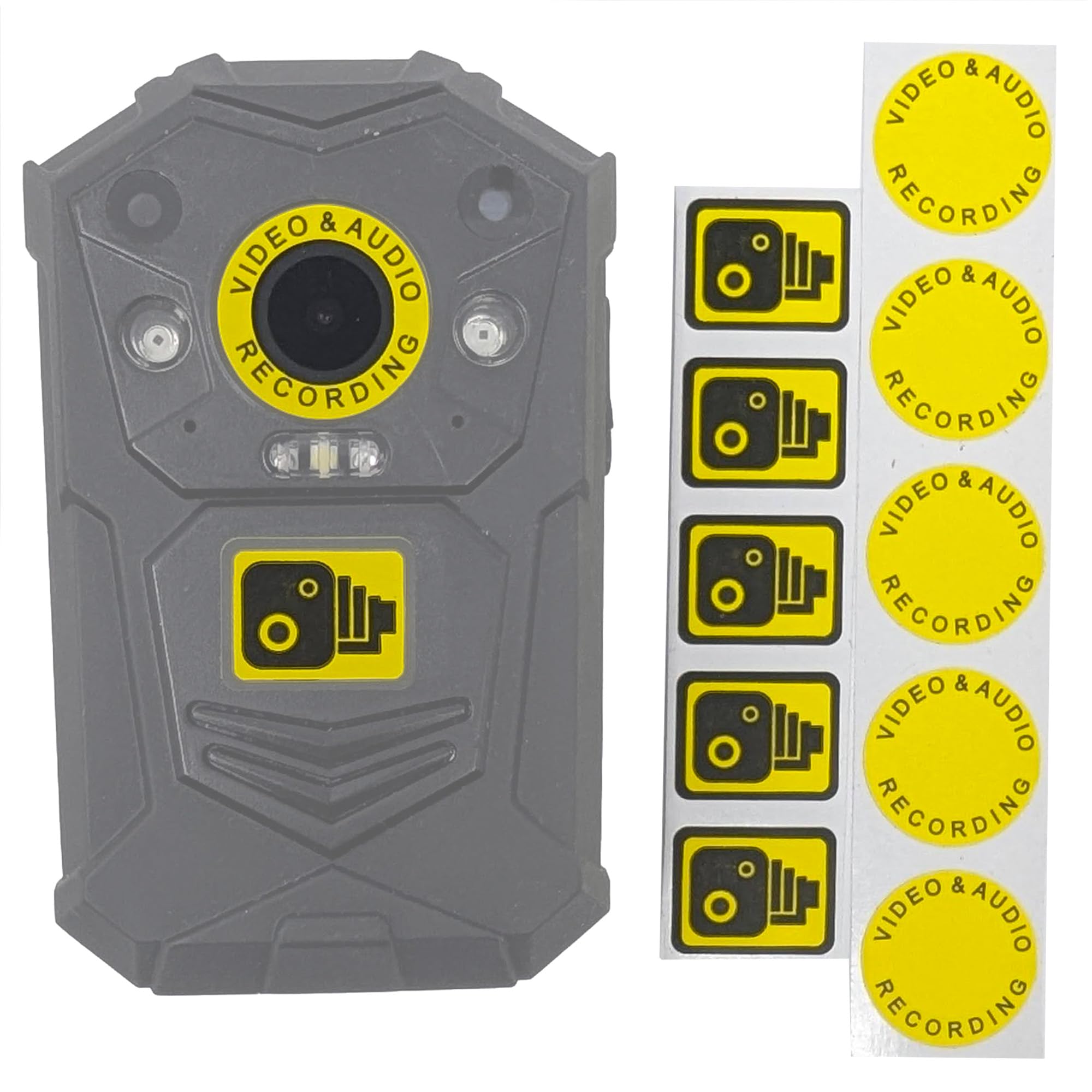 BR1 BR3 BR5 Body Camera Body Cam Video Recording Stickers CCTV Giallo Bodycam Adesivi Set di 5 etichette di sicurezza di avvertimento compatibili con Some Recall, Boblov, Spikecam e Rewire