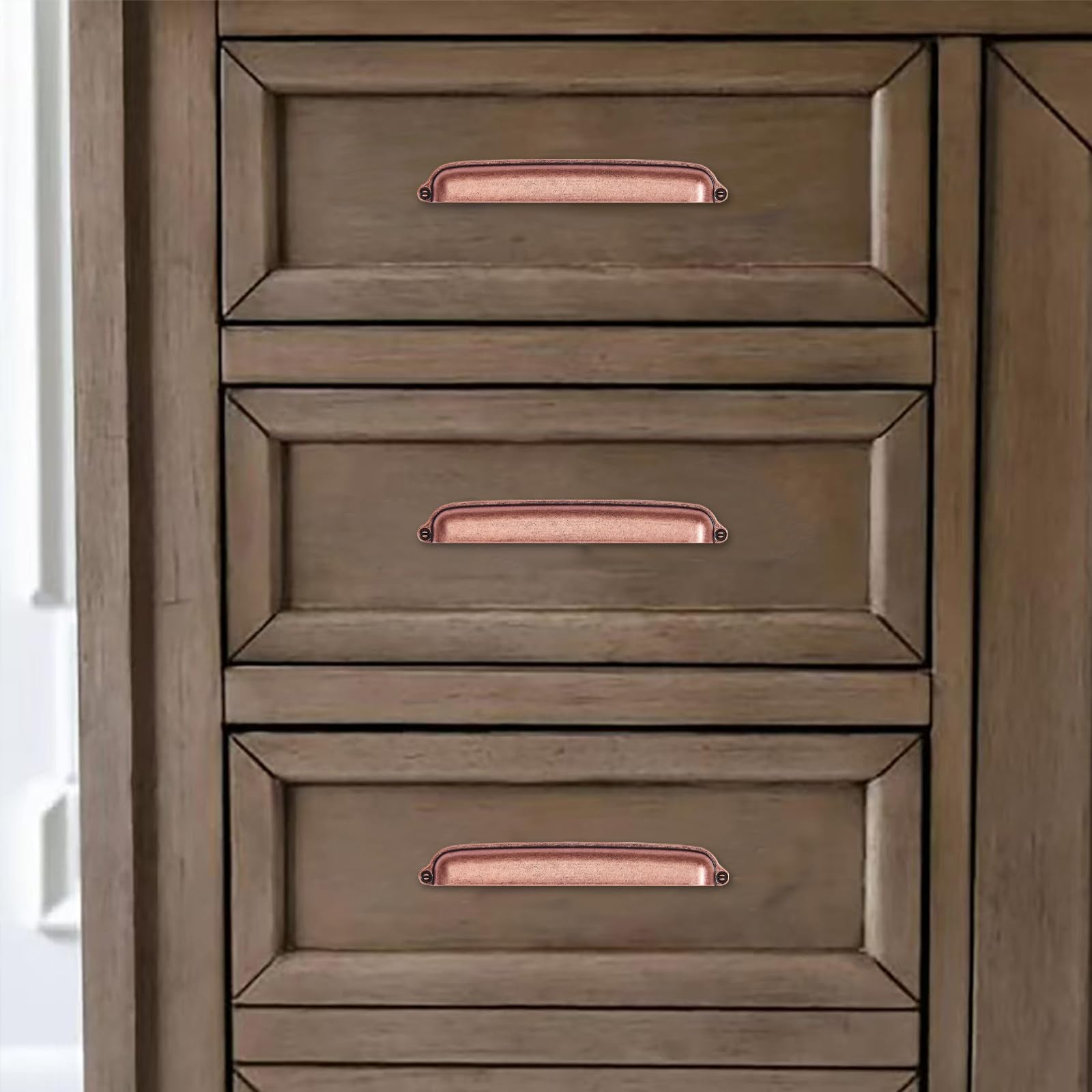 KHTUMEWARE-170357 Antique Copper Cabinet Pulls CTC 2-1/2 in (64 mm) 2-Pack in Antique Copper — KHTUMEWARE