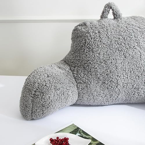 Miniatura 6 de Btargot Almohada de lectura Sherpa para cama con respaldo de cuña y brazos  Soporte de espalda para sentarse en la cama, gris